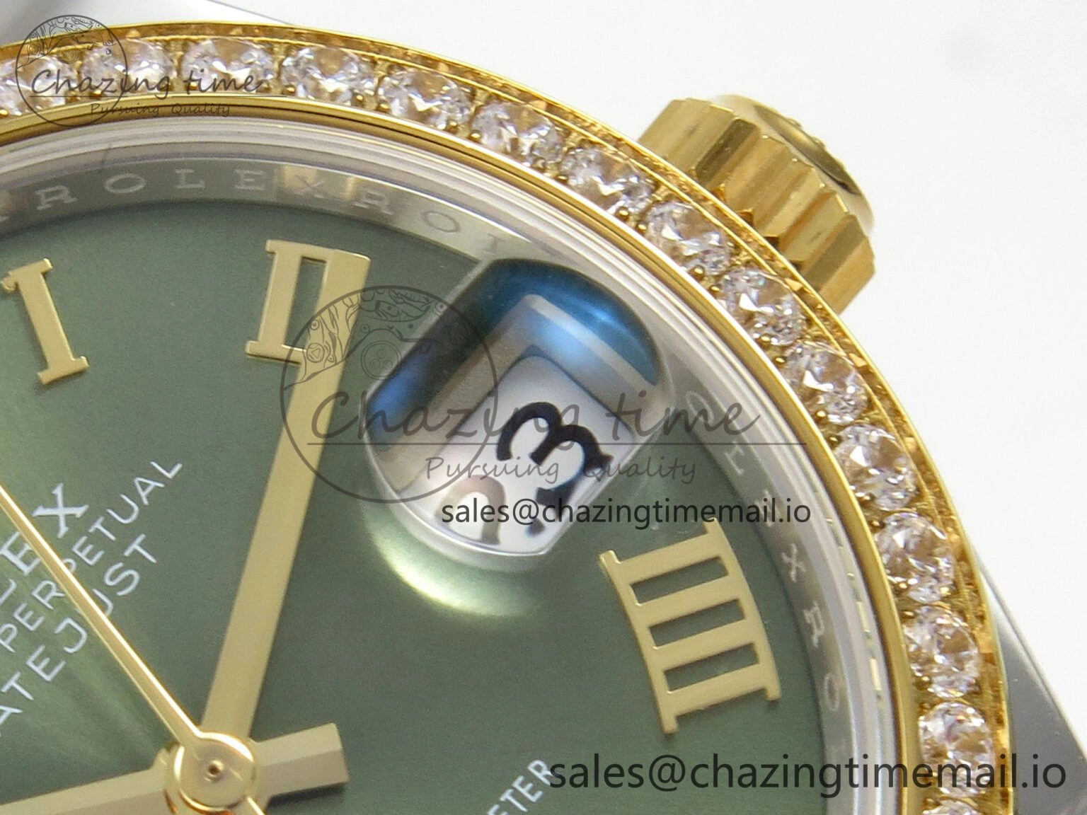DateJust 31 278383RBR THBF 1:1 Best Edition 904L Steel Green Roman Diamonds Dial Diamonds Bezel on SS YG Jubilee Bracelet HZ Cal. Resilient 35