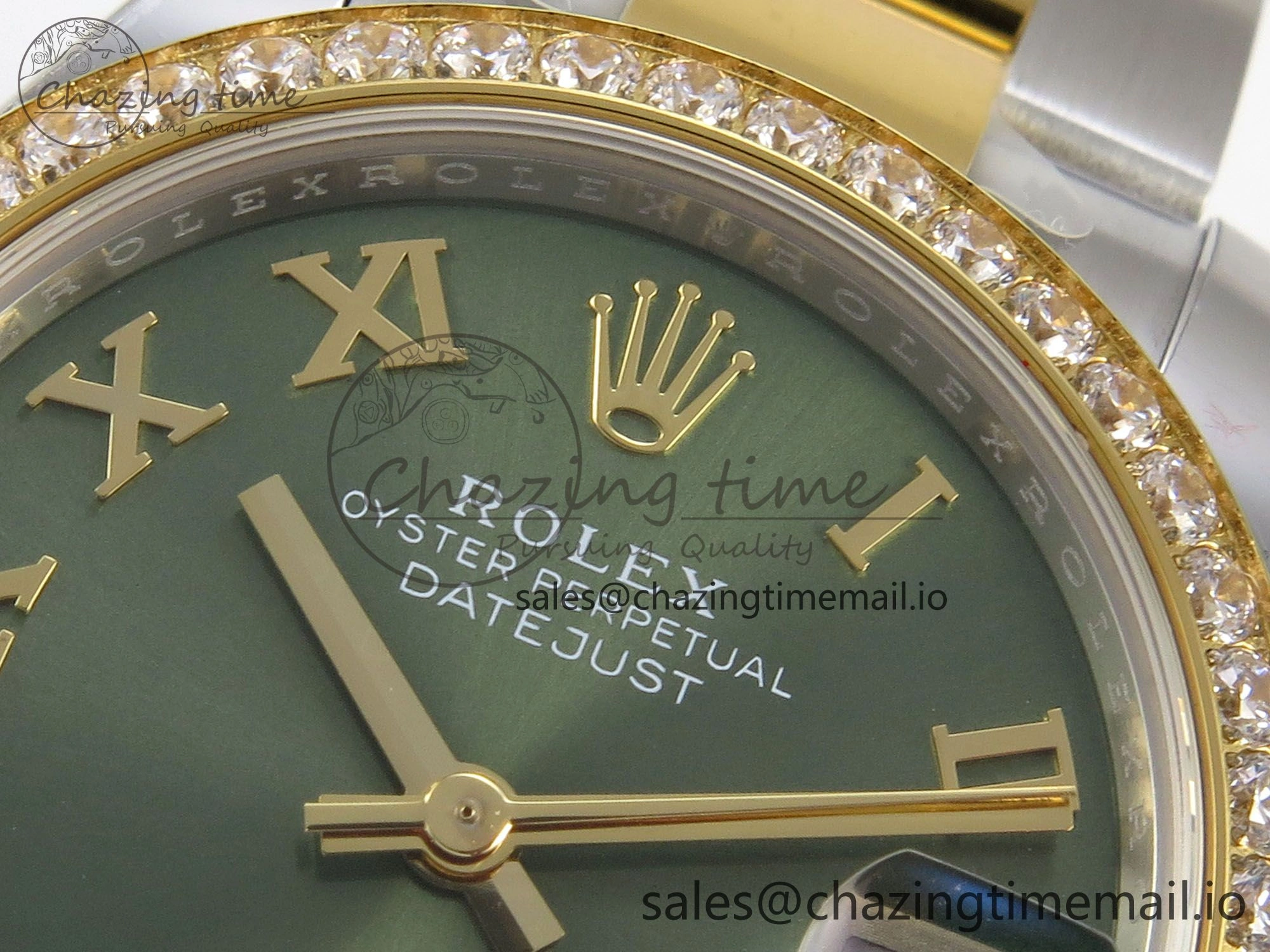DateJust 31 278383RBR THBF 1:1 Best Edition 904L Steel Green Roman Diamonds Dial Diamonds Bezel on SS YG Oyster Bracelet HZ Cal. Snug 4