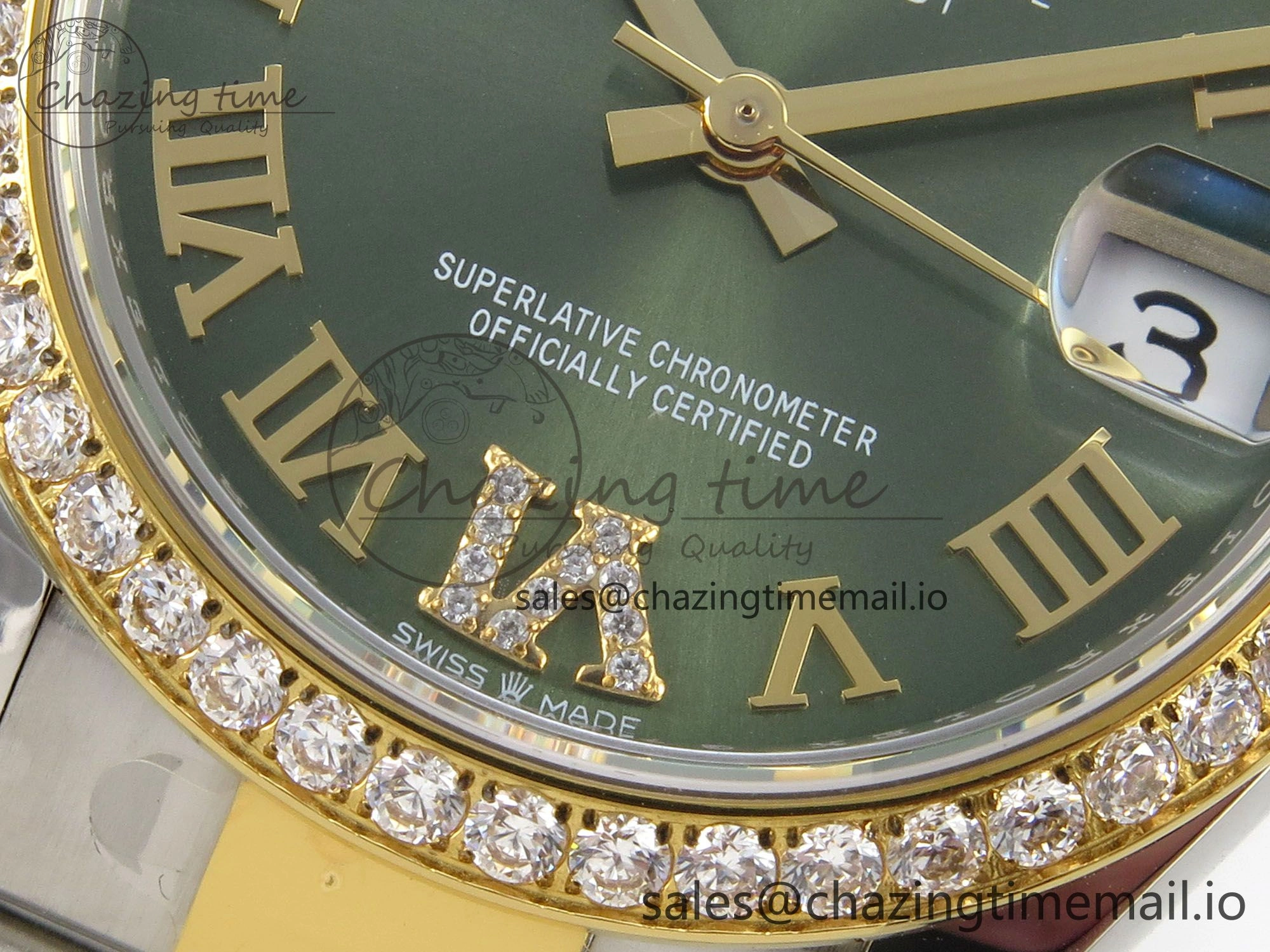 DateJust 31 278383RBR THBF 1:1 Best Edition 904L Steel Green Roman Diamonds Dial Diamonds Bezel on SS YG Oyster Bracelet HZ Cal. Snug 4