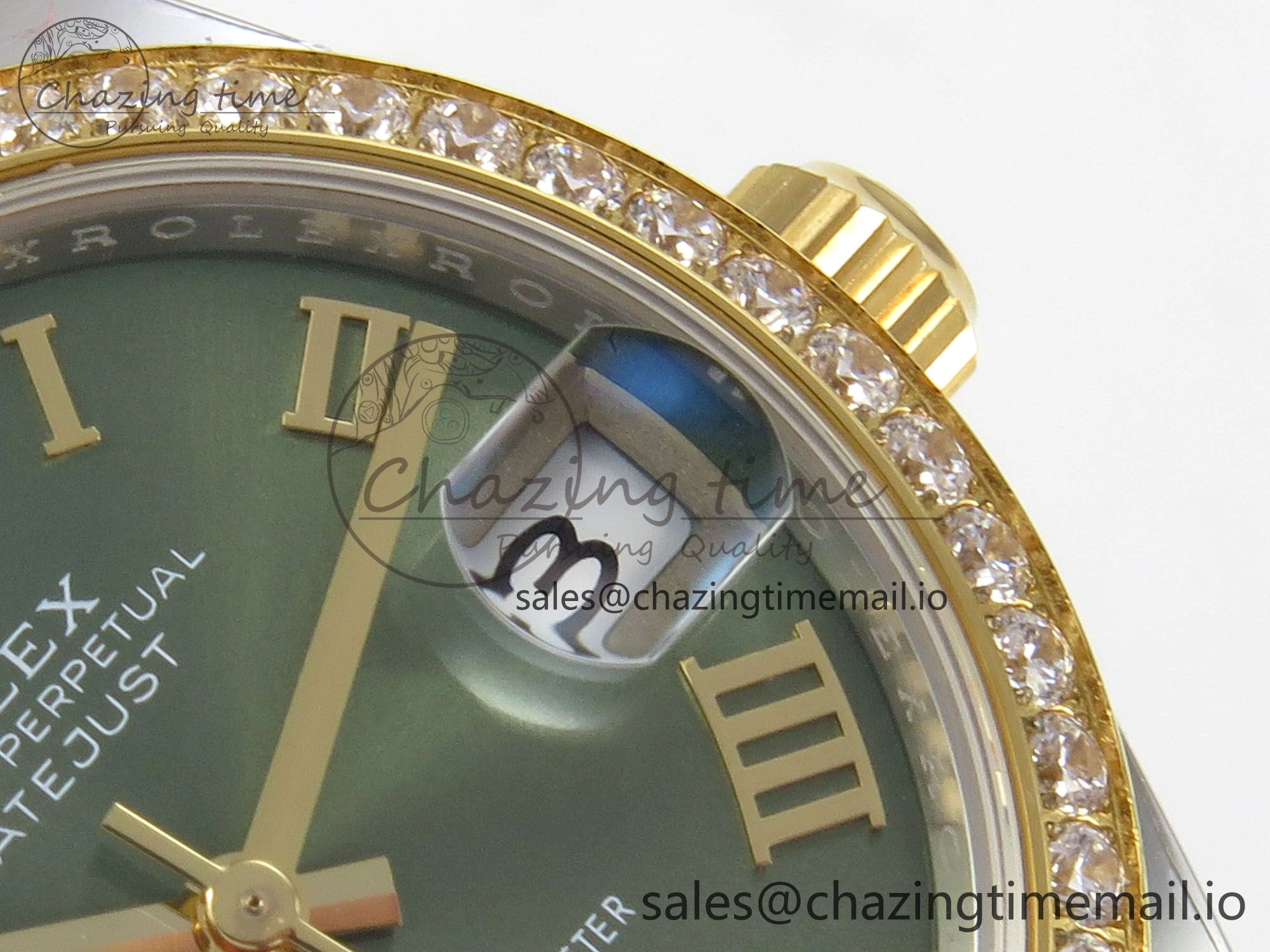 DateJust 31 278383RBR THBF 1:1 Best Edition 904L Steel Green Roman Diamonds Dial Diamonds Bezel on SS YG Oyster Bracelet HZ Cal. Snug 4