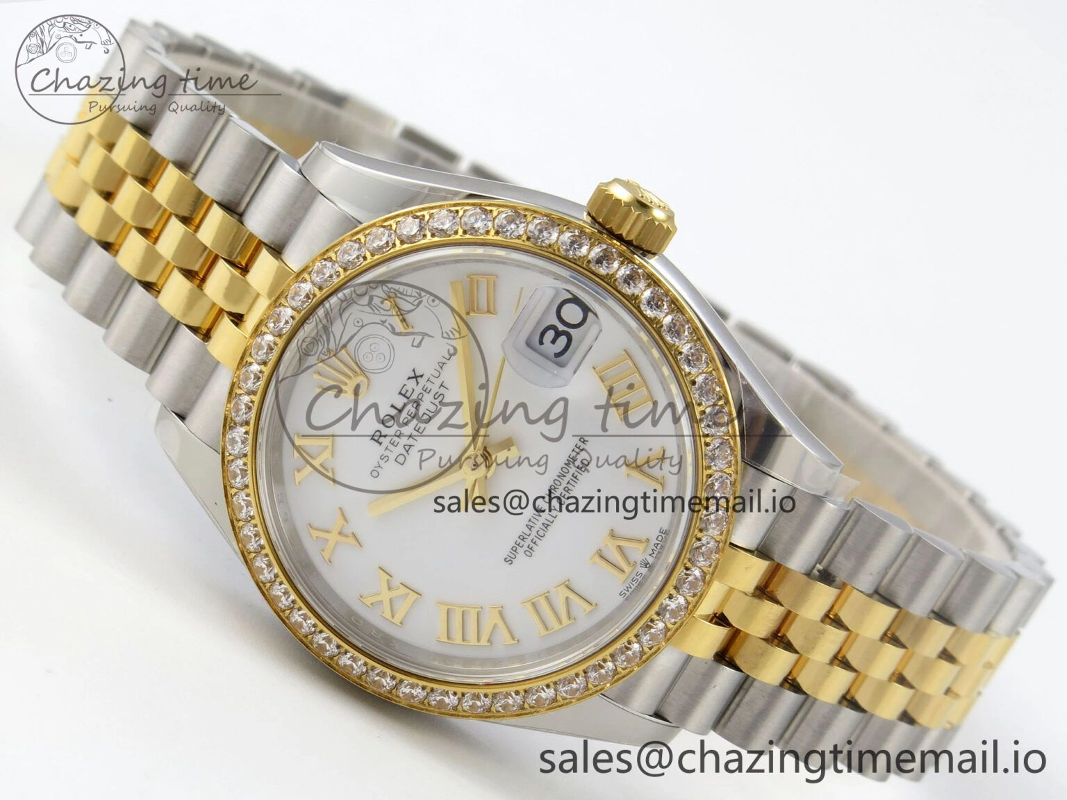DateJust 31 278383RBR THBF 1:1 Best Edition 904L Steel White Roman Dial Diamonds Bezel on SS YG Jubilee Bracelet HZ Cal. TimelessDesign 18