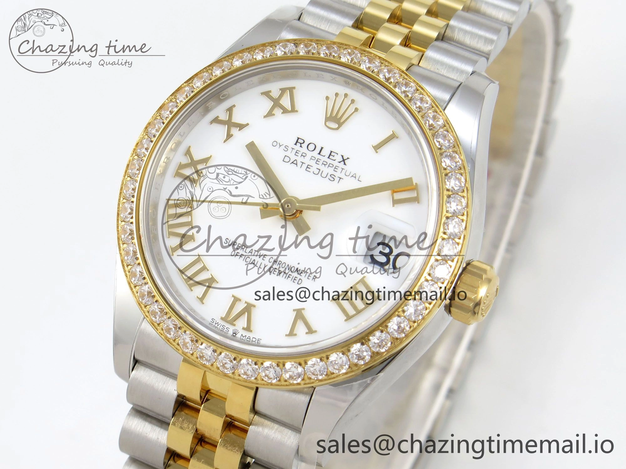 DateJust 31 278383RBR THBF 1:1 Best Edition 904L Steel White Roman Dial Diamonds Bezel on SS YG Jubilee Bracelet HZ Cal. TimelessDesign 18