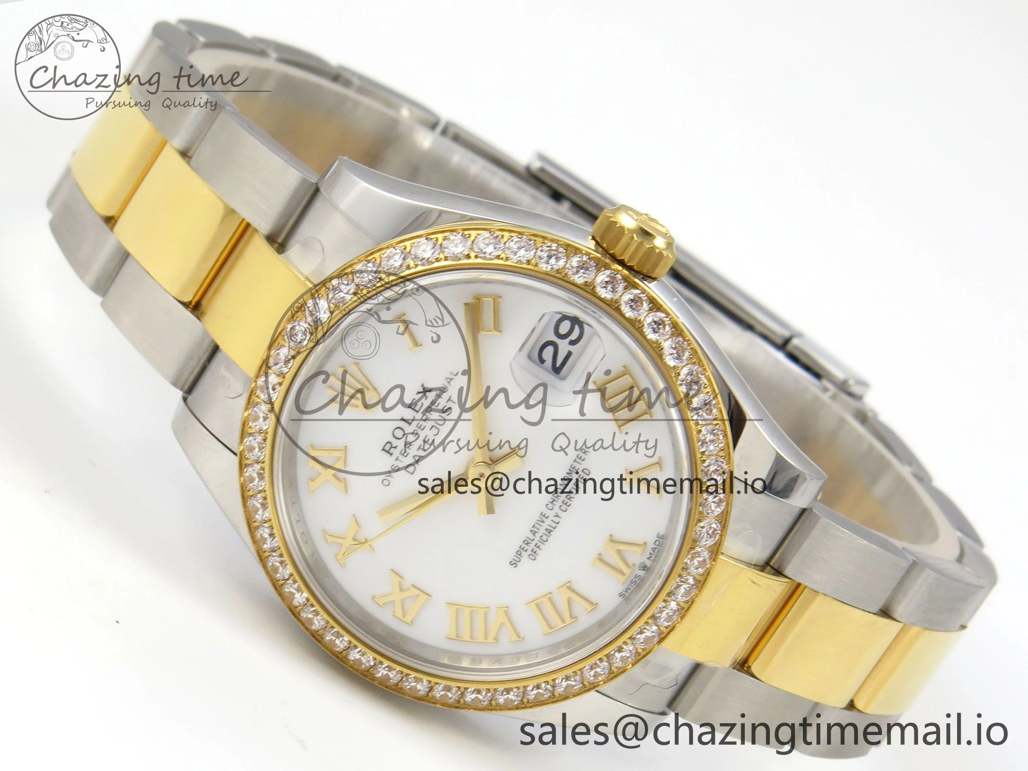 DateJust 31 278383RBR THBF 1:1 Best Edition 904L Steel White Roman Dial Diamonds Bezel on SS YG Oyster Bracelet HZ Cal. Fashionable 44
