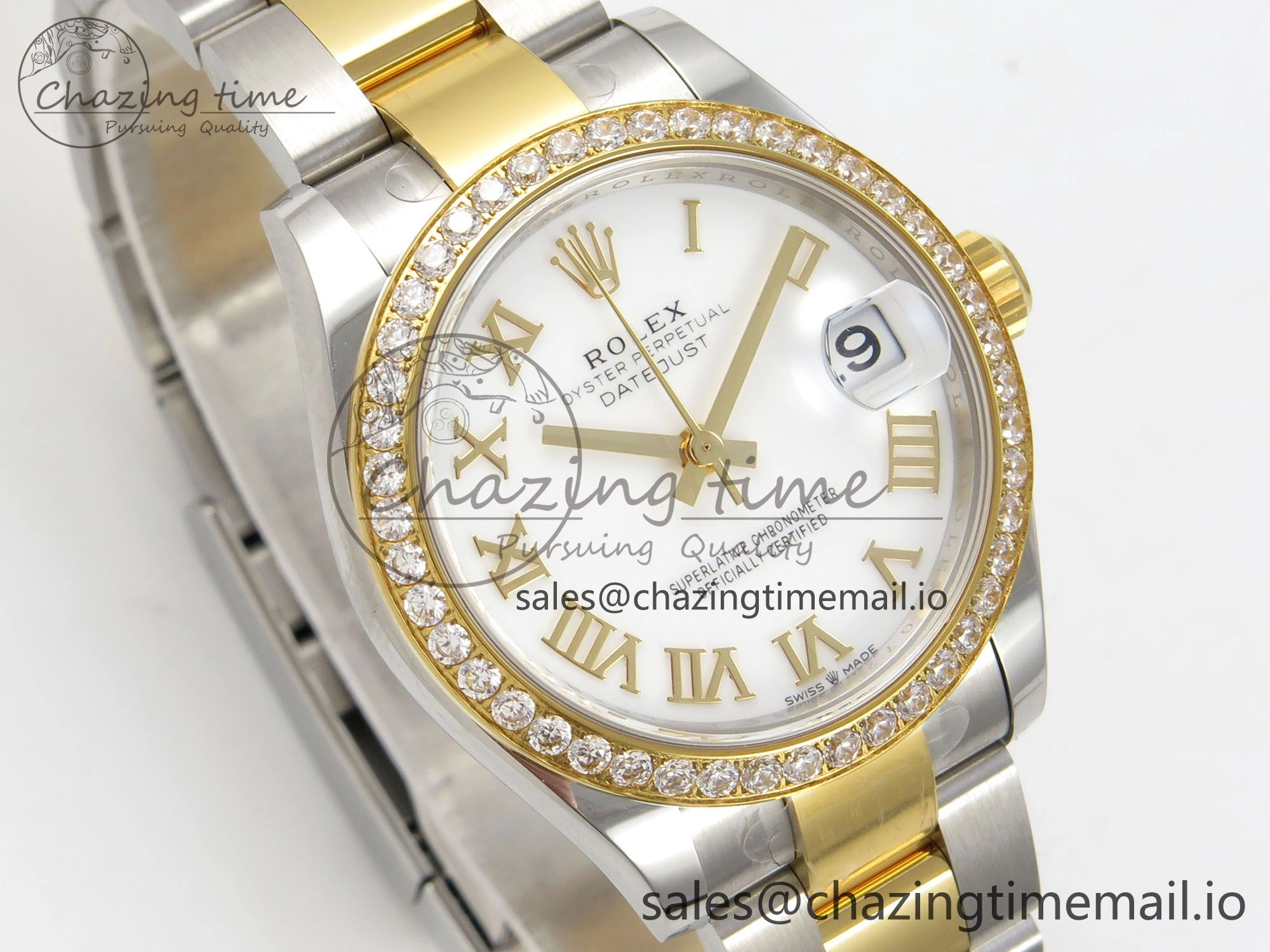 DateJust 31 278383RBR THBF 1:1 Best Edition 904L Steel White Roman Dial Diamonds Bezel on SS YG Oyster Bracelet HZ Cal. Fashionable 44