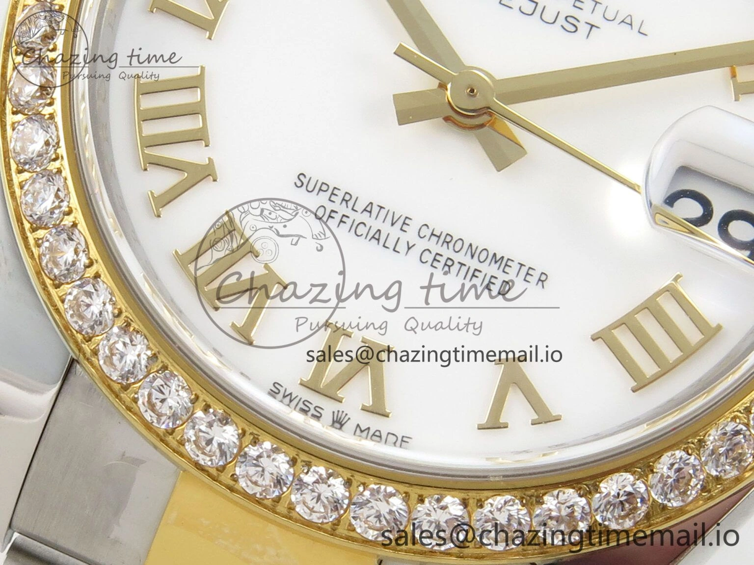 DateJust 31 278383RBR THBF 1:1 Best Edition 904L Steel White Roman Dial Diamonds Bezel on SS YG Oyster Bracelet HZ Cal. Fashionable 44
