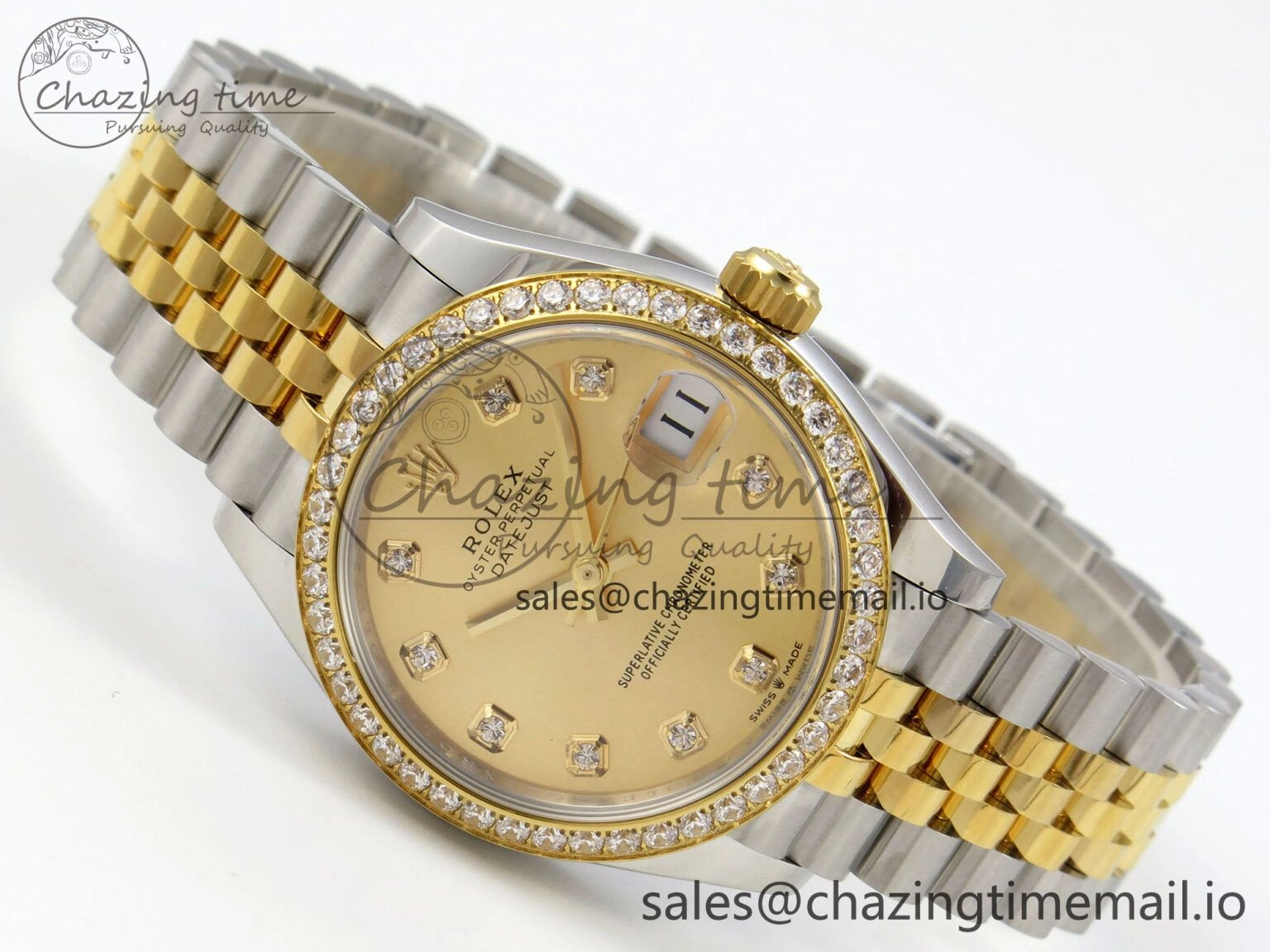 DateJust 31 278383RBR THBF 1:1 Best Edition 904L Steel YG Diamonds Dial Diamonds Bezel on SS YG Jubilee Bracelet HZ Cal. FreshLook 46