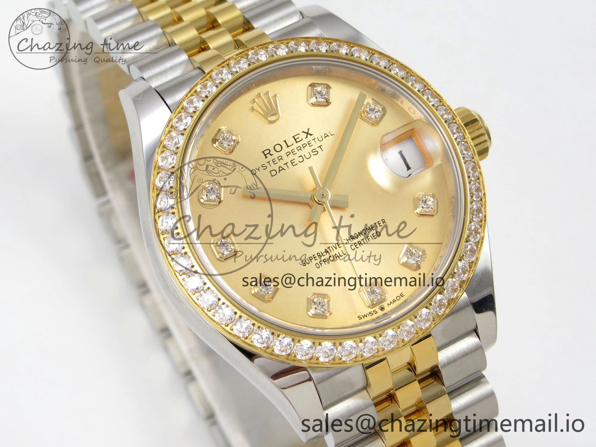 DateJust 31 278383RBR THBF 1:1 Best Edition 904L Steel YG Diamonds Dial Diamonds Bezel on SS YG Jubilee Bracelet HZ Cal. FreshLook 46
