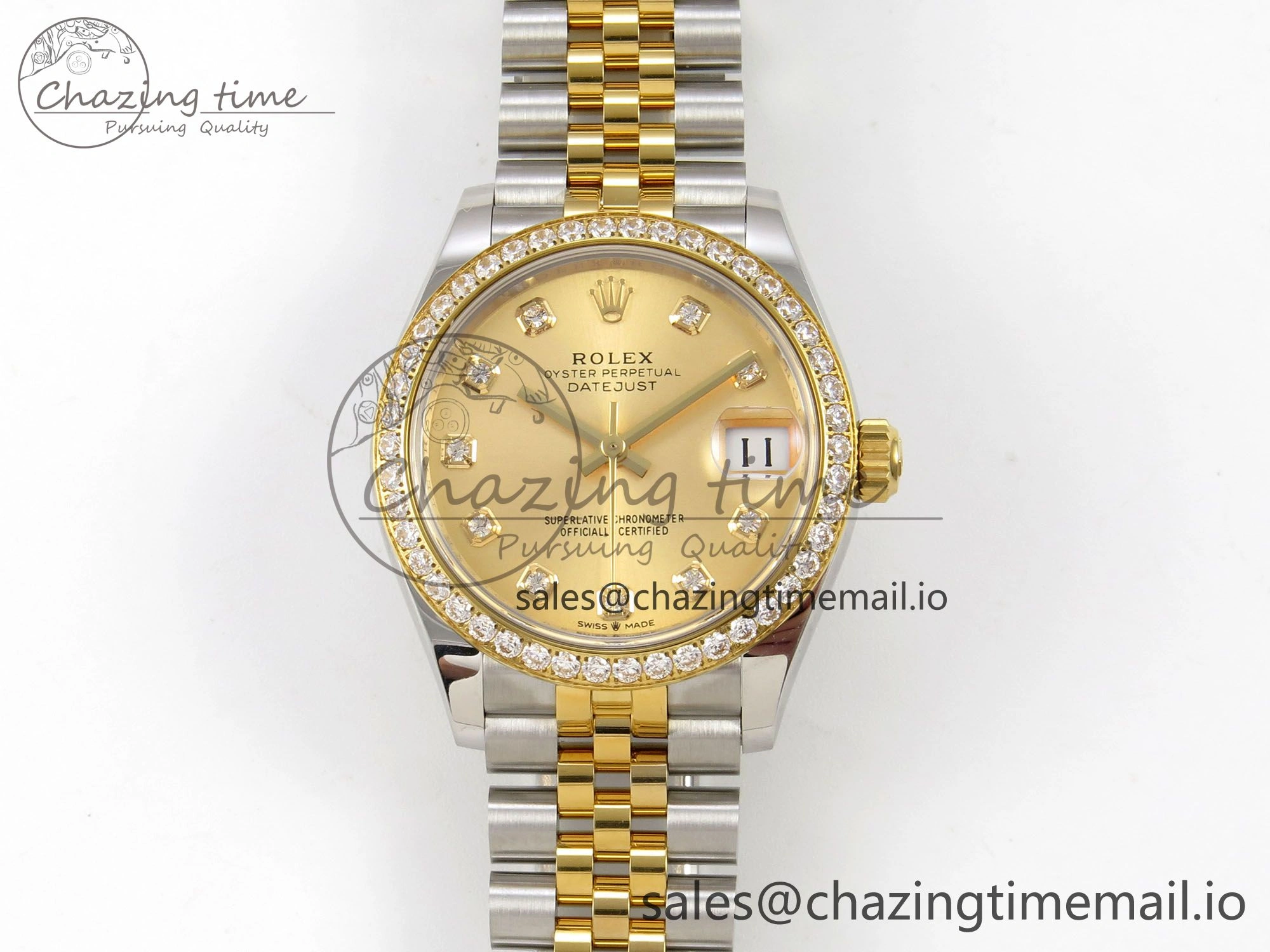DateJust 31 278383RBR THBF 1:1 Best Edition 904L Steel YG Diamonds Dial Diamonds Bezel on SS YG Jubilee Bracelet HZ Cal. FreshLook 46