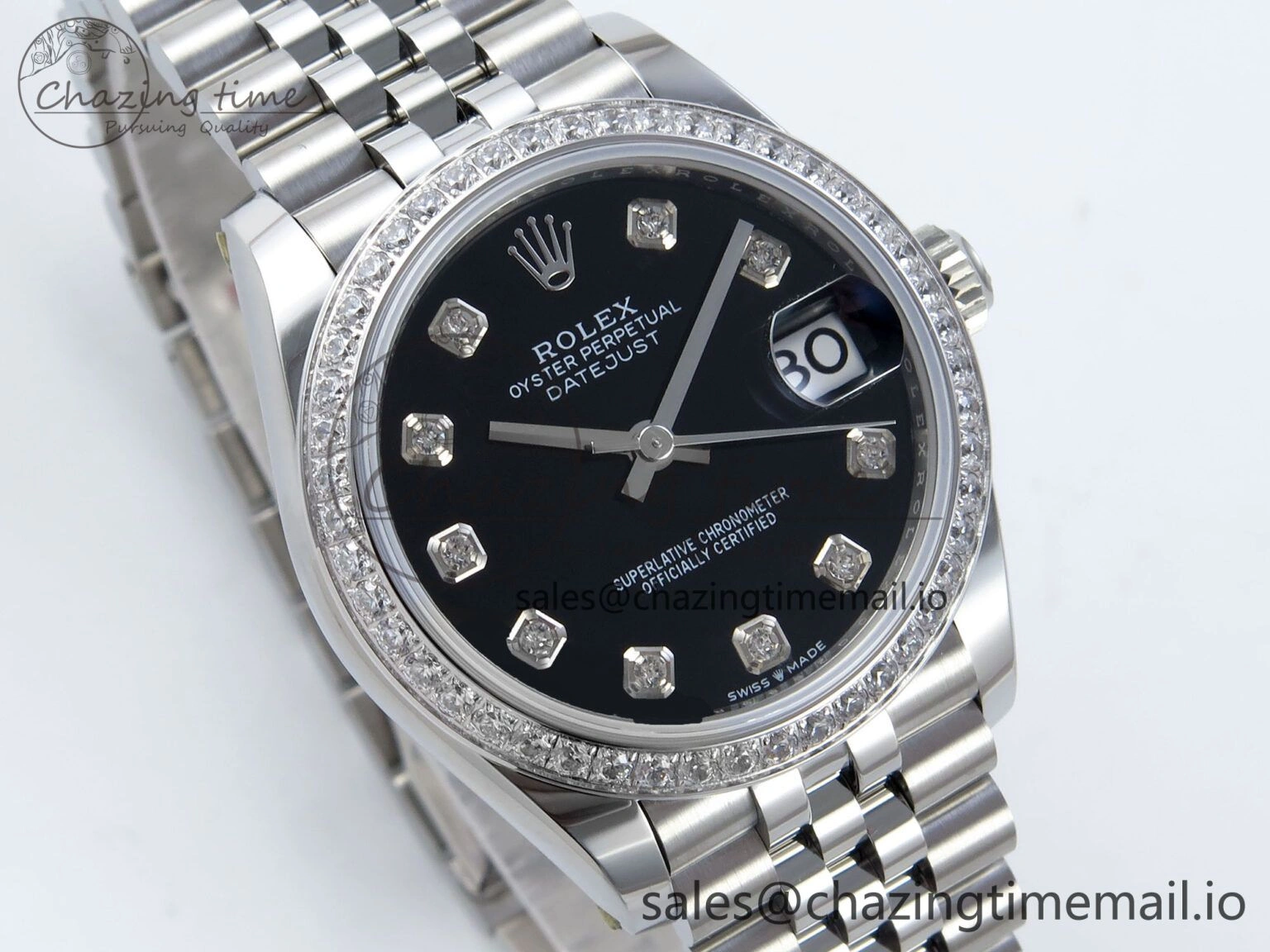 DateJust 31 278384RBR ARF 1:1 Best Edition 904L Steel Black Diamonds Dial Diamonds Bezel on SS Jubilee Bracelet ETA WrinkleFree 457