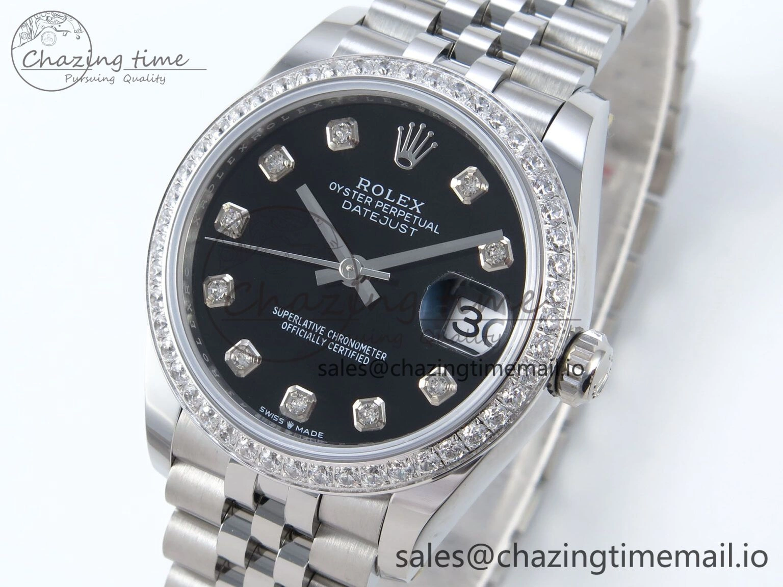 DateJust 31 278384RBR ARF 1:1 Best Edition 904L Steel Black Diamonds Dial Diamonds Bezel on SS Jubilee Bracelet ETA WrinkleFree 457