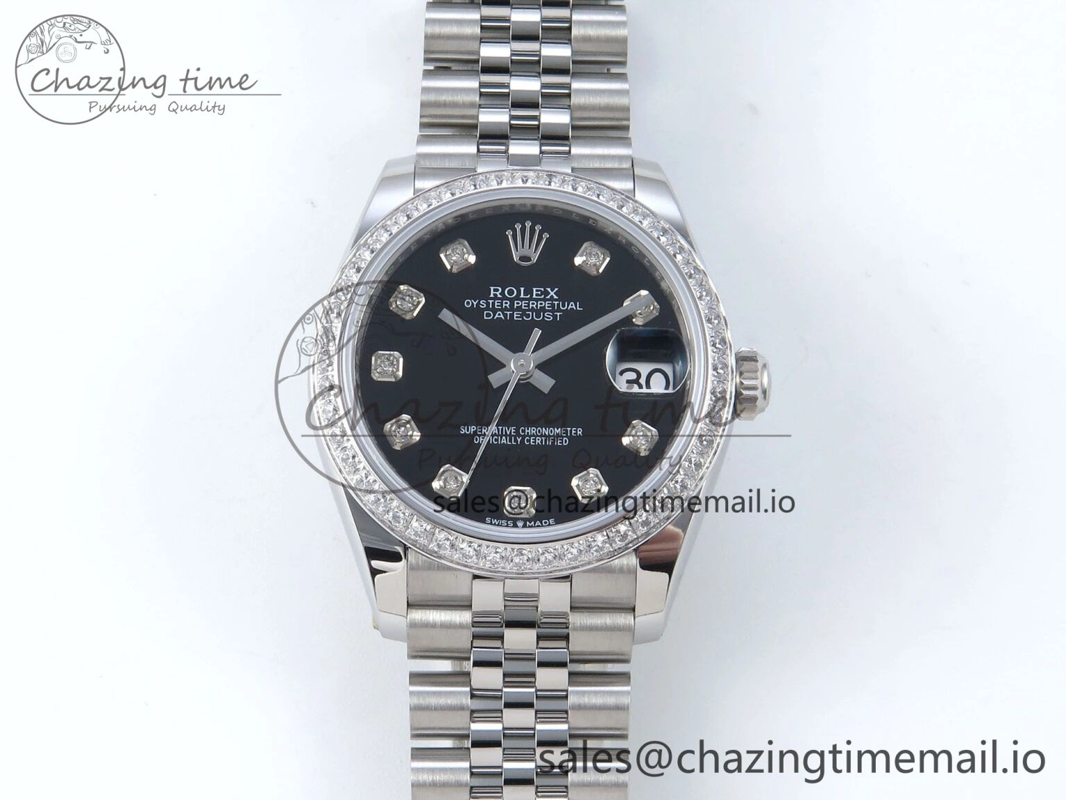DateJust 31 278384RBR ARF 1:1 Best Edition 904L Steel Black Diamonds Dial Diamonds Bezel on SS Jubilee Bracelet ETA WrinkleFree 457