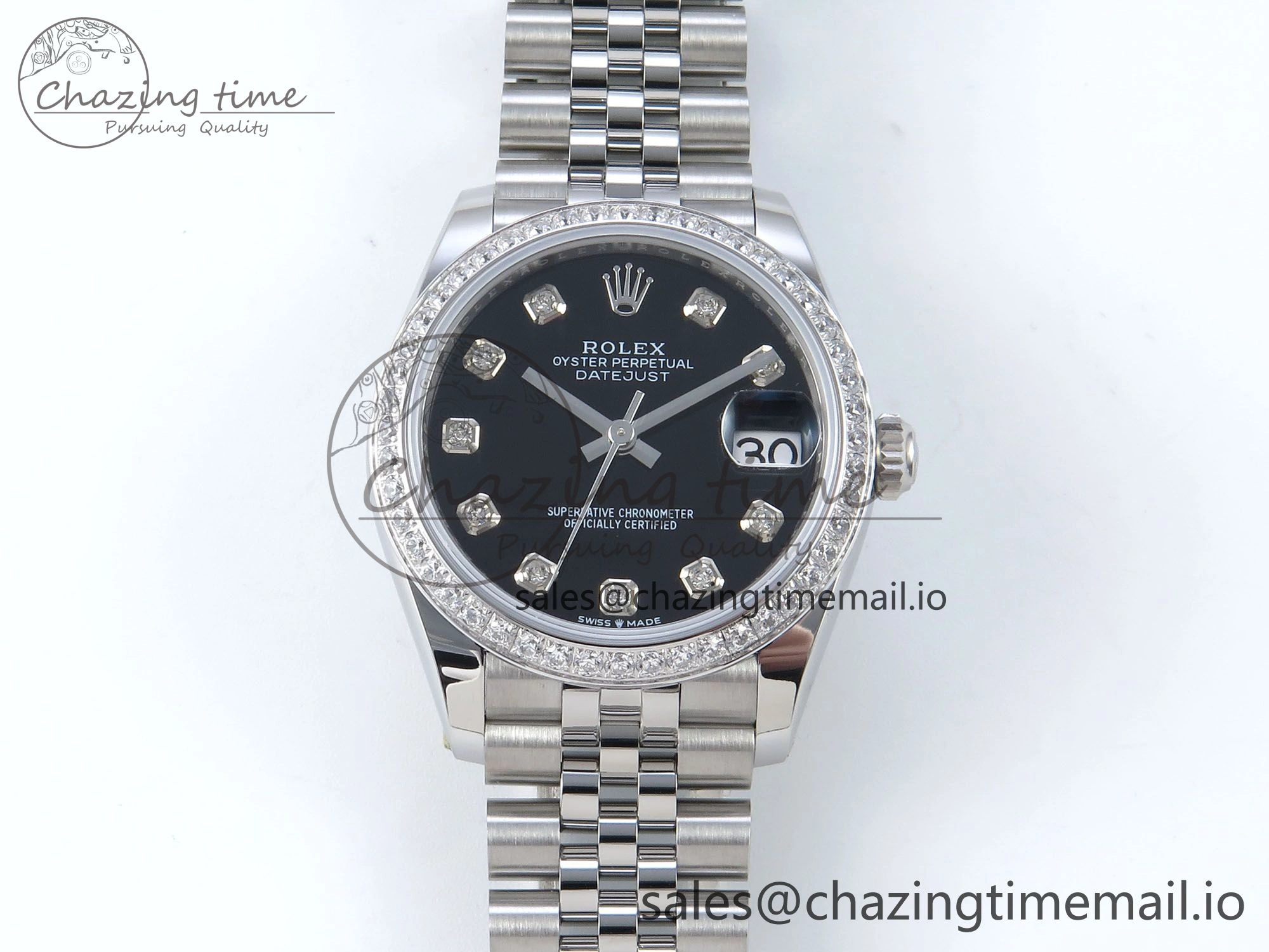 DateJust 31 278384RBR ARF 1:1 Best Edition 904L Steel Black Diamonds Dial Diamonds Bezel on SS Jubilee Bracelet ETA WrinkleFree 457