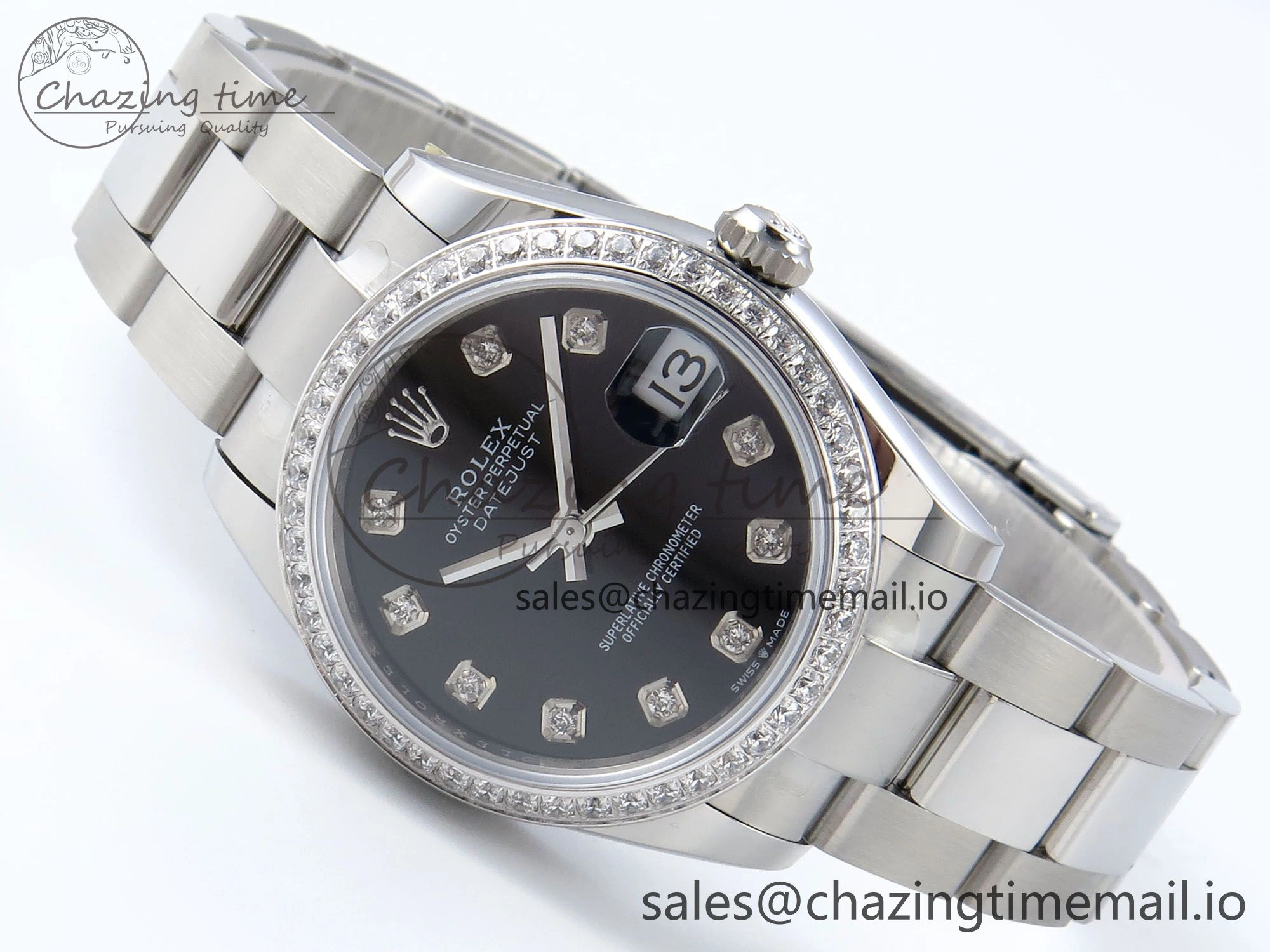 DateJust 31 278384RBR ARF 1:1 Best Edition 904L Steel Black Diamonds Dial Diamonds Bezel on SS Oyster Bracelet ETA HighPerformance 439