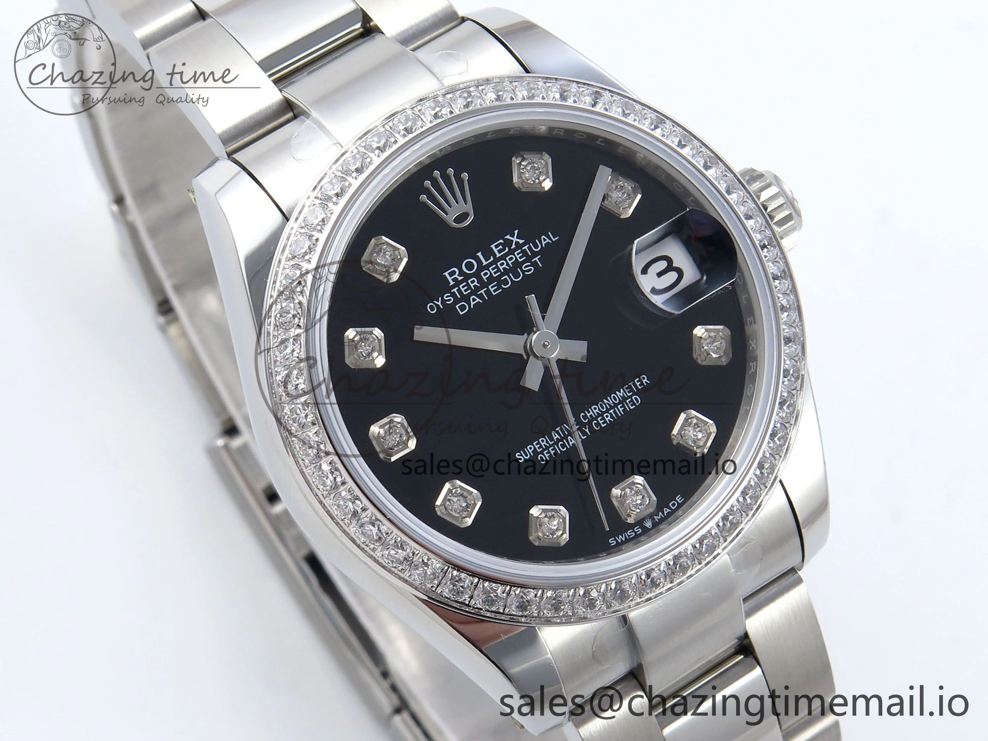 DateJust 31 278384RBR ARF 1:1 Best Edition 904L Steel Black Diamonds Dial Diamonds Bezel on SS Oyster Bracelet ETA HighPerformance 439