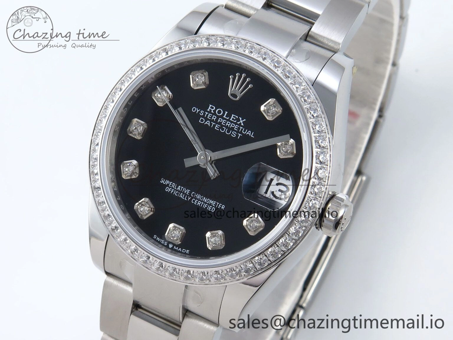 DateJust 31 278384RBR ARF 1:1 Best Edition 904L Steel Black Diamonds Dial Diamonds Bezel on SS Oyster Bracelet ETA HighPerformance 439