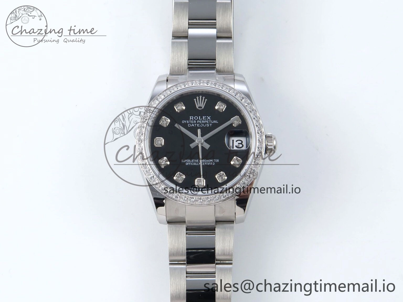 DateJust 31 278384RBR ARF 1:1 Best Edition 904L Steel Black Diamonds Dial Diamonds Bezel on SS Oyster Bracelet ETA HighPerformance 439