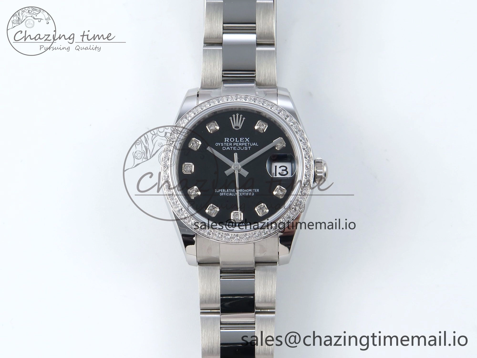 DateJust 31 278384RBR ARF 1:1 Best Edition 904L Steel Black Diamonds Dial Diamonds Bezel on SS Oyster Bracelet ETA HighPerformance 439