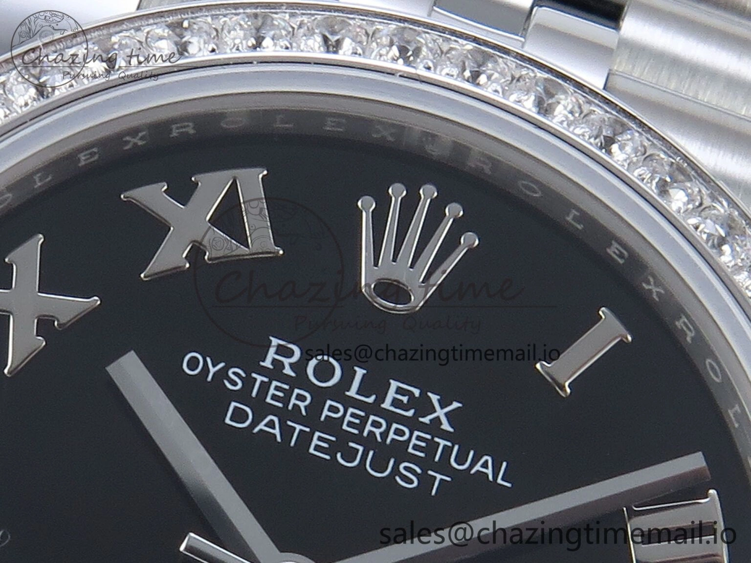 DateJust 31 278384RBR ARF 1:1 Best Edition 904L Steel Black Roman Dial Diamonds Bezel on SS Jubilee Bracelet ETA Soft 449