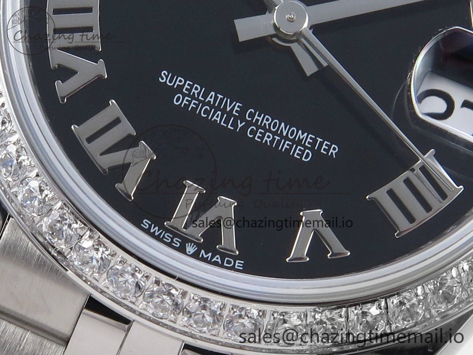 DateJust 31 278384RBR ARF 1:1 Best Edition 904L Steel Black Roman Dial Diamonds Bezel on SS Jubilee Bracelet ETA Soft 449