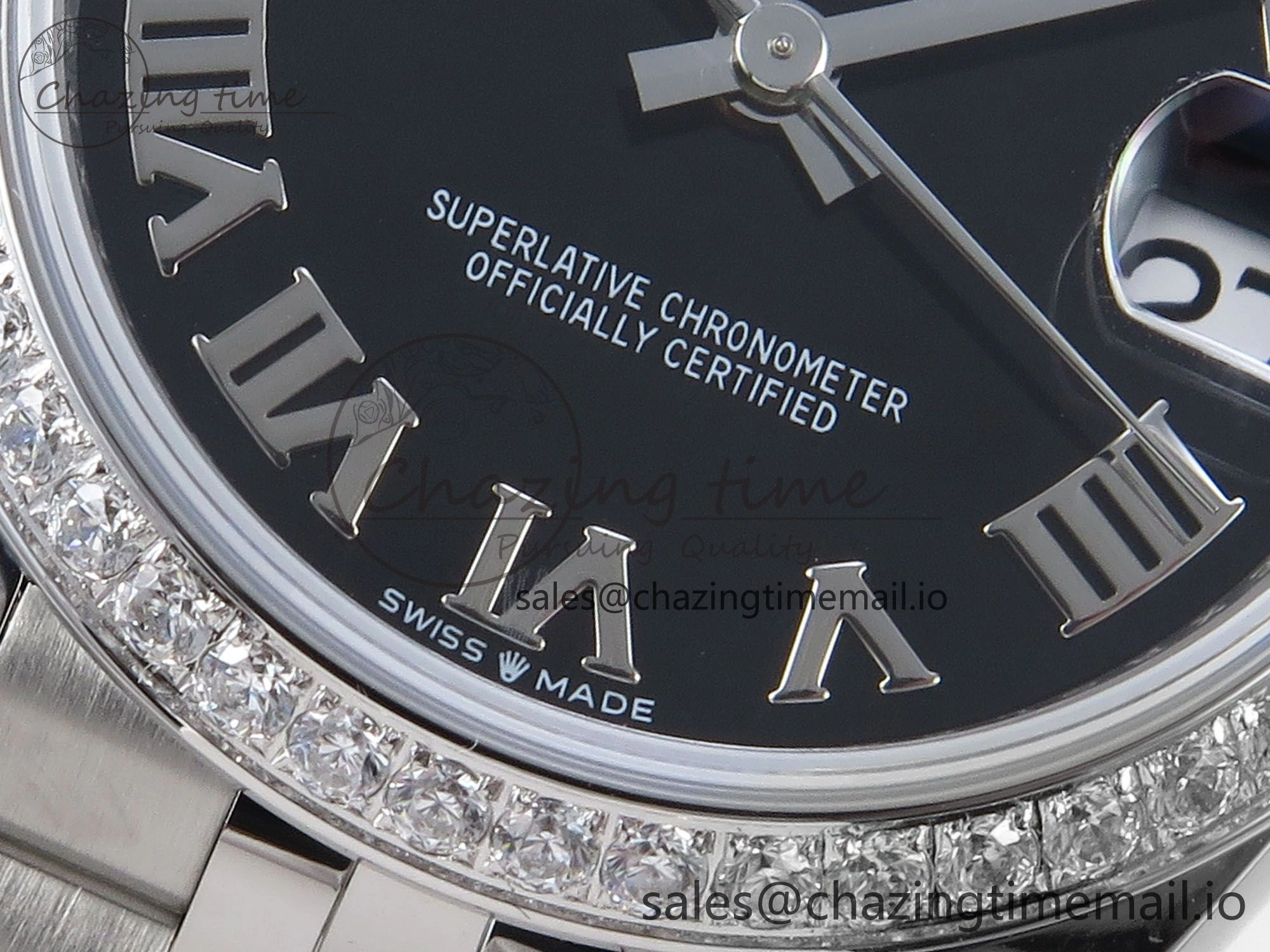 DateJust 31 278384RBR ARF 1:1 Best Edition 904L Steel Black Roman Dial Diamonds Bezel on SS Jubilee Bracelet ETA Soft 449