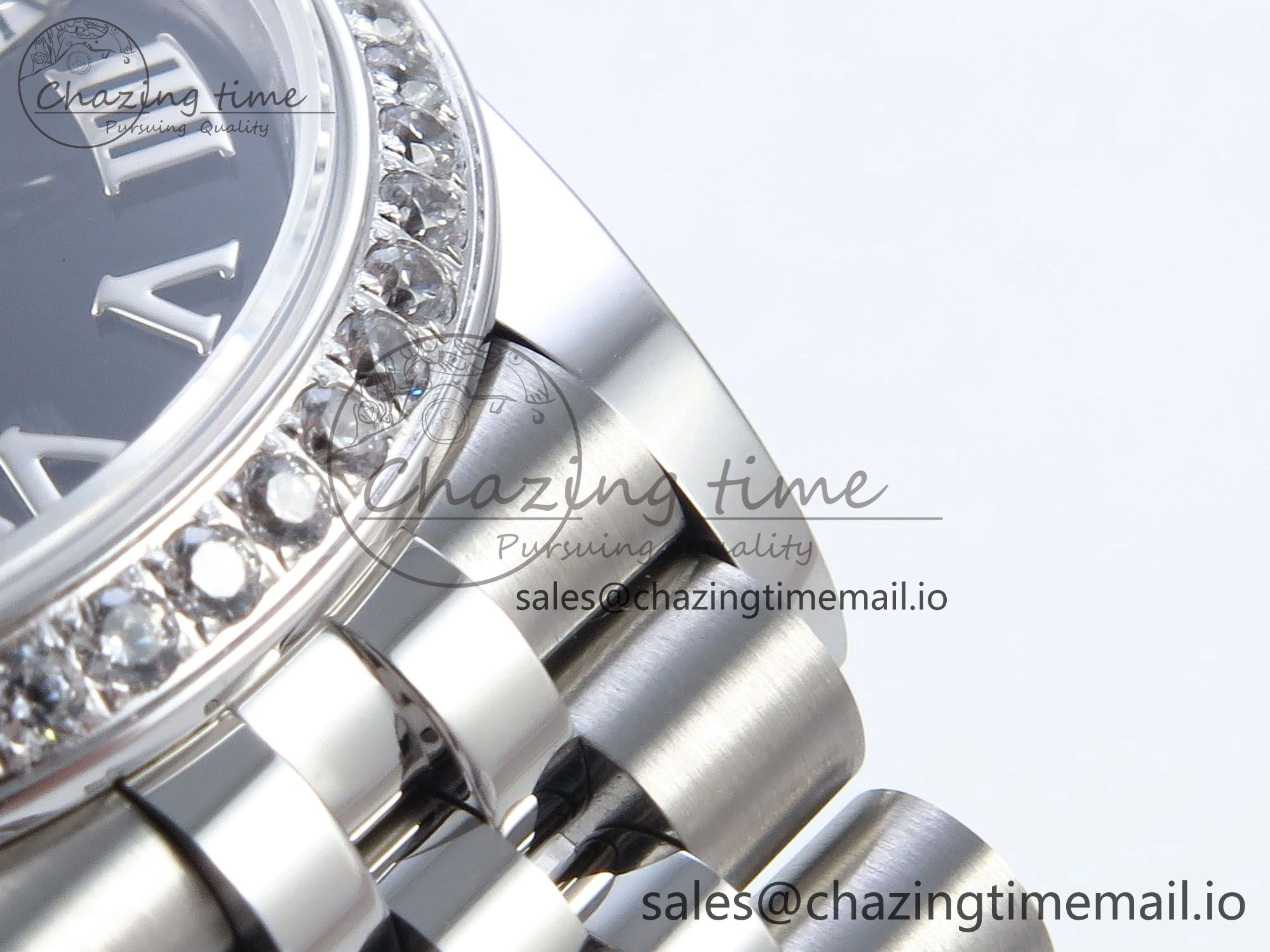 DateJust 31 278384RBR ARF 1:1 Best Edition 904L Steel Black Roman Dial Diamonds Bezel on SS Jubilee Bracelet ETA Soft 449