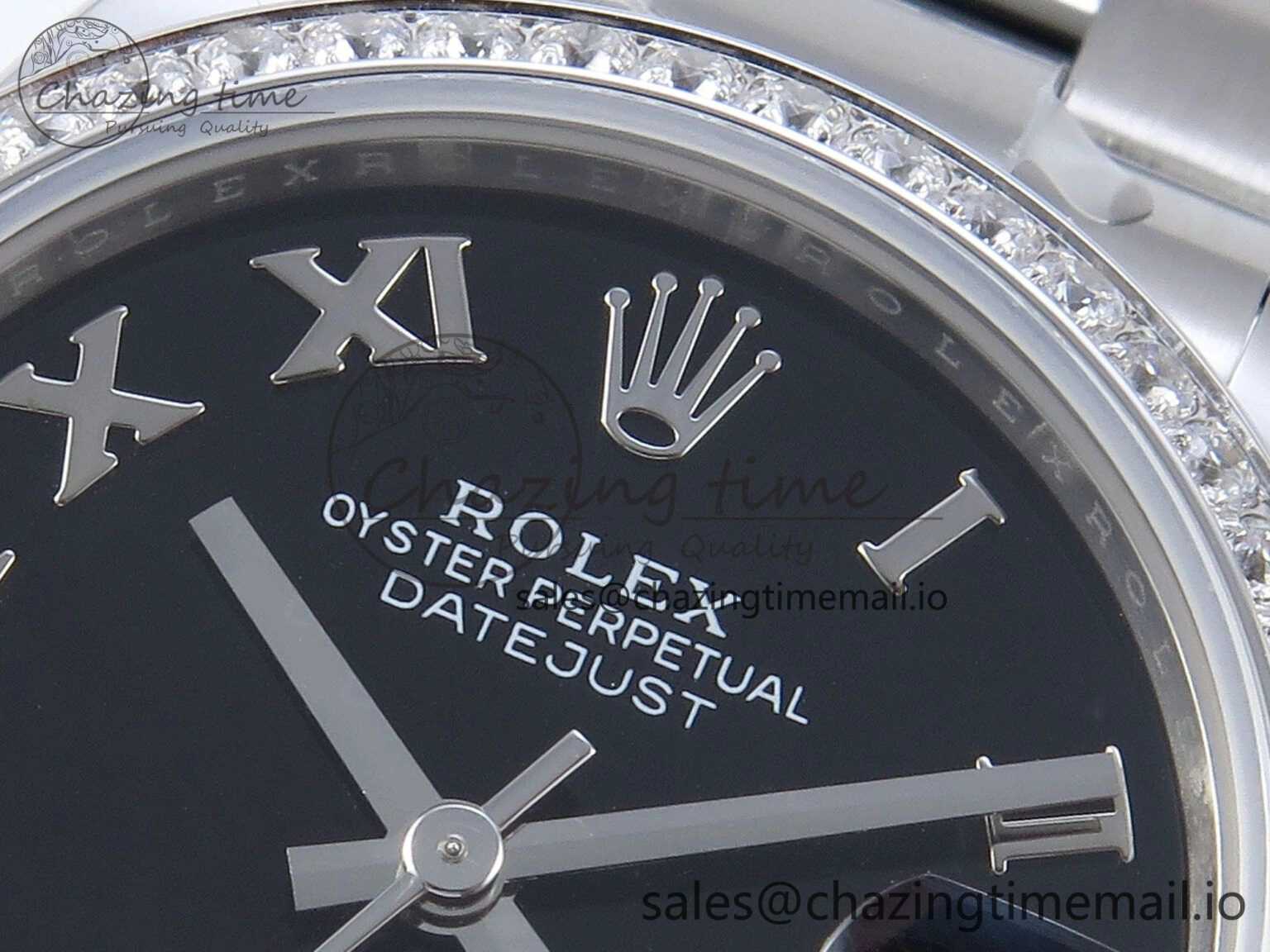 Timeless DateJust 31 278384RBR ARF 1:1 Best Edition 904L Steel Black Roman Dial Diamonds Bezel on SS Oyster Bracelet ETA 433