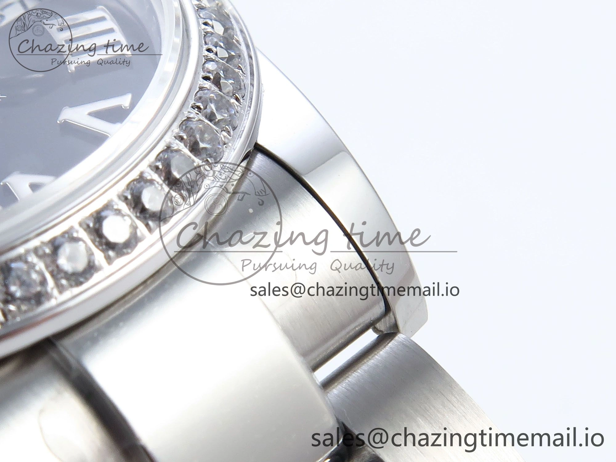 Timeless DateJust 31 278384RBR ARF 1:1 Best Edition 904L Steel Black Roman Dial Diamonds Bezel on SS Oyster Bracelet ETA 433