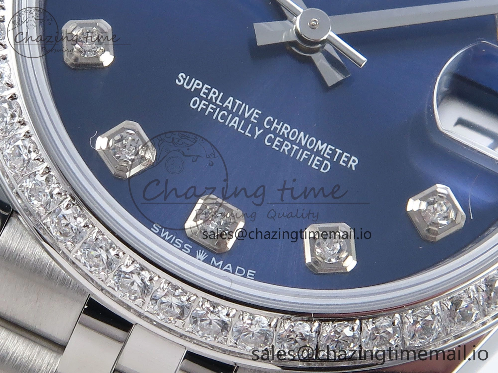 DateJust 31 278384RBR ARF 1:1 Best Edition 904L Steel Blue Diamonds Dial Diamonds Bezel on SS Jubilee Bracelet ETA EasyMatch 446
