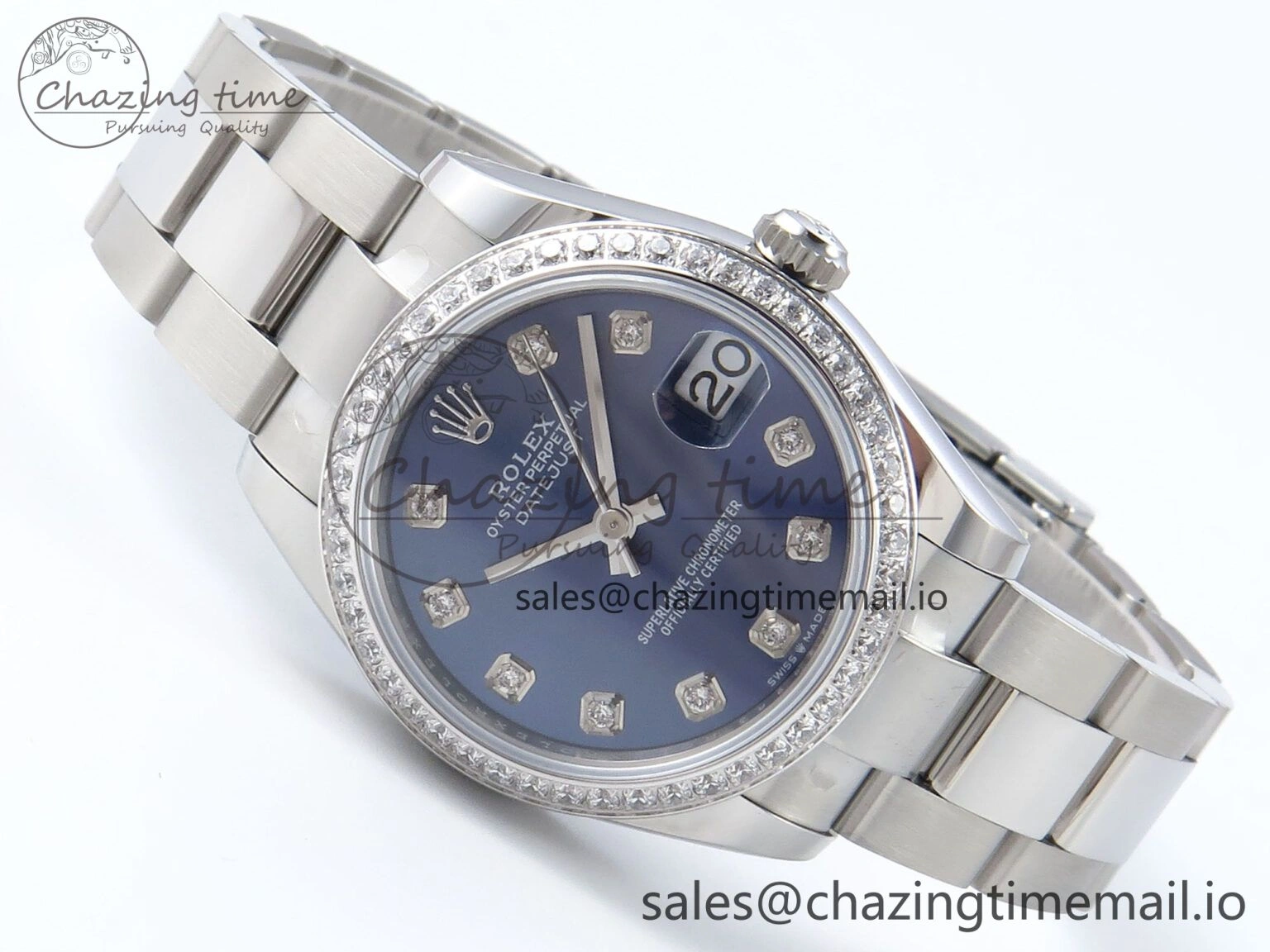 DateJust 31 278384RBR ARF 1:1 Best Edition 904L Steel Blue Diamonds Dial Diamonds Bezel on SS Oyster Bracelet ETA Trendsetting 434