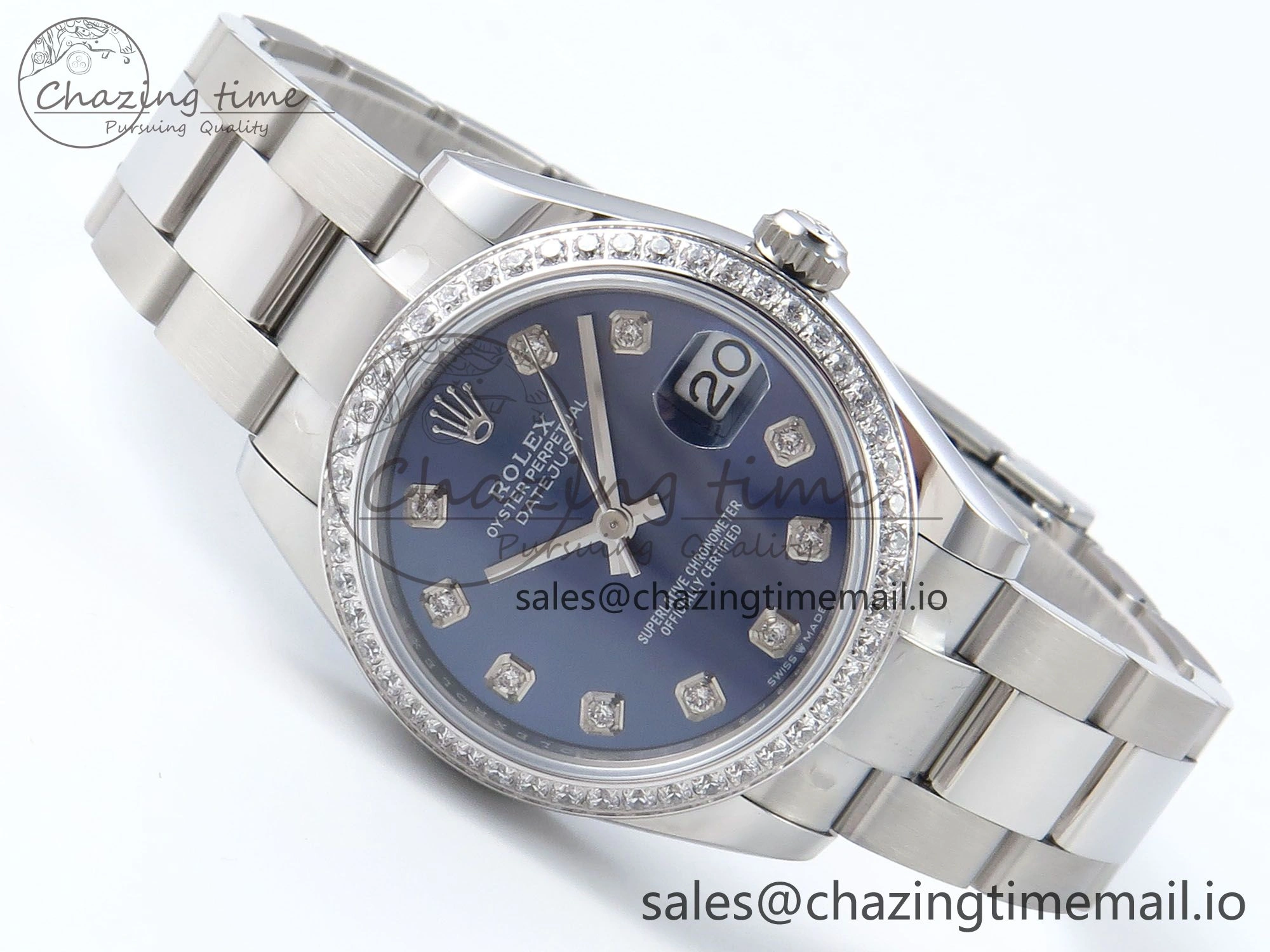 DateJust 31 278384RBR ARF 1:1 Best Edition 904L Steel Blue Diamonds Dial Diamonds Bezel on SS Oyster Bracelet ETA Trendsetting 434