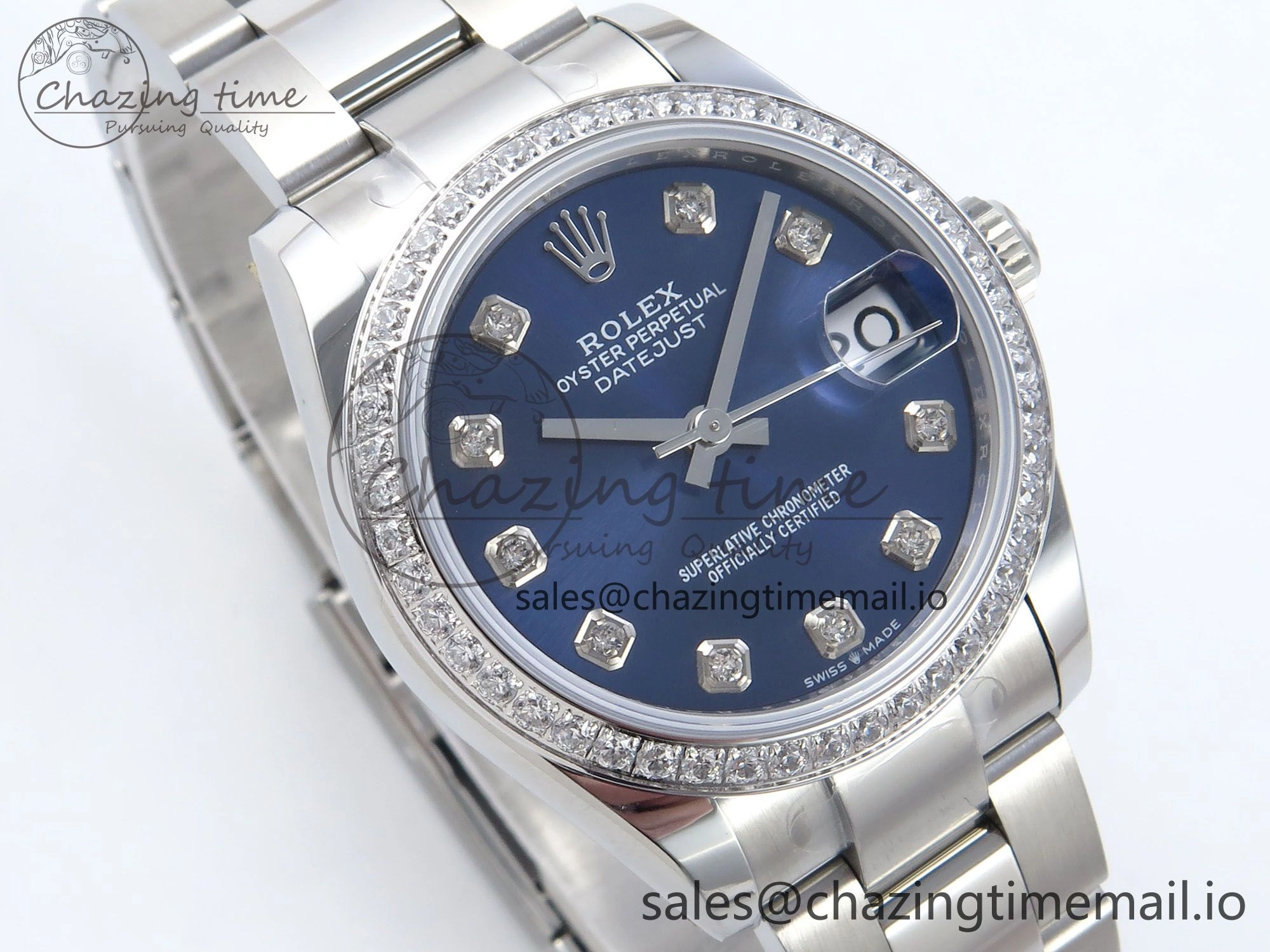 DateJust 31 278384RBR ARF 1:1 Best Edition 904L Steel Blue Diamonds Dial Diamonds Bezel on SS Oyster Bracelet ETA Trendsetting 434