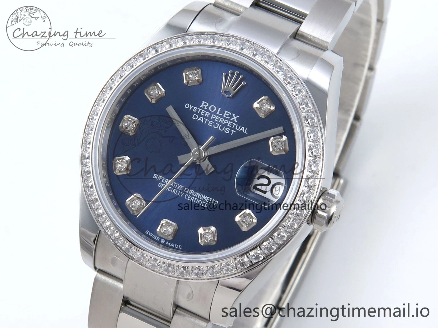 DateJust 31 278384RBR ARF 1:1 Best Edition 904L Steel Blue Diamonds Dial Diamonds Bezel on SS Oyster Bracelet ETA Trendsetting 434