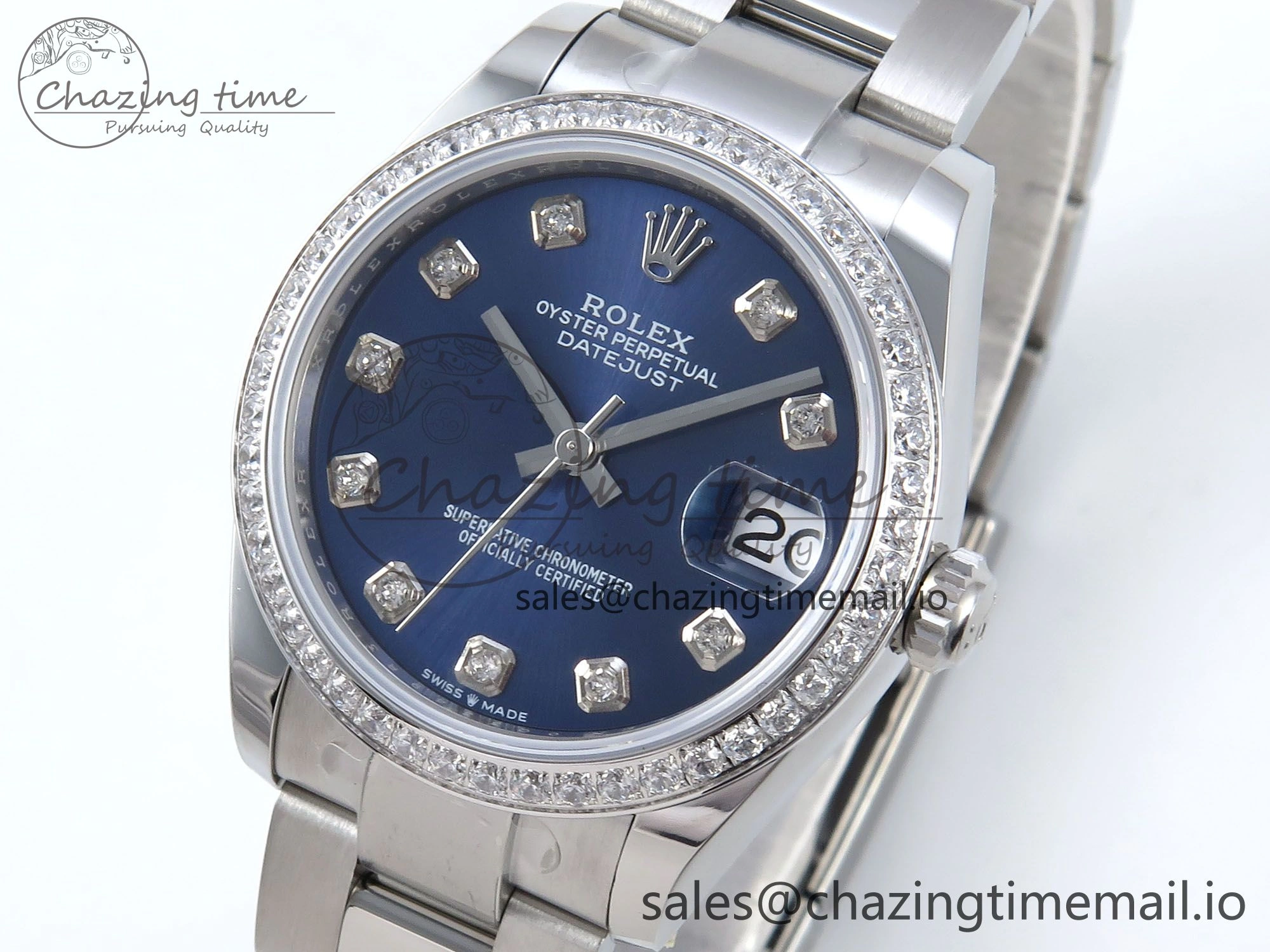 DateJust 31 278384RBR ARF 1:1 Best Edition 904L Steel Blue Diamonds Dial Diamonds Bezel on SS Oyster Bracelet ETA Trendsetting 434