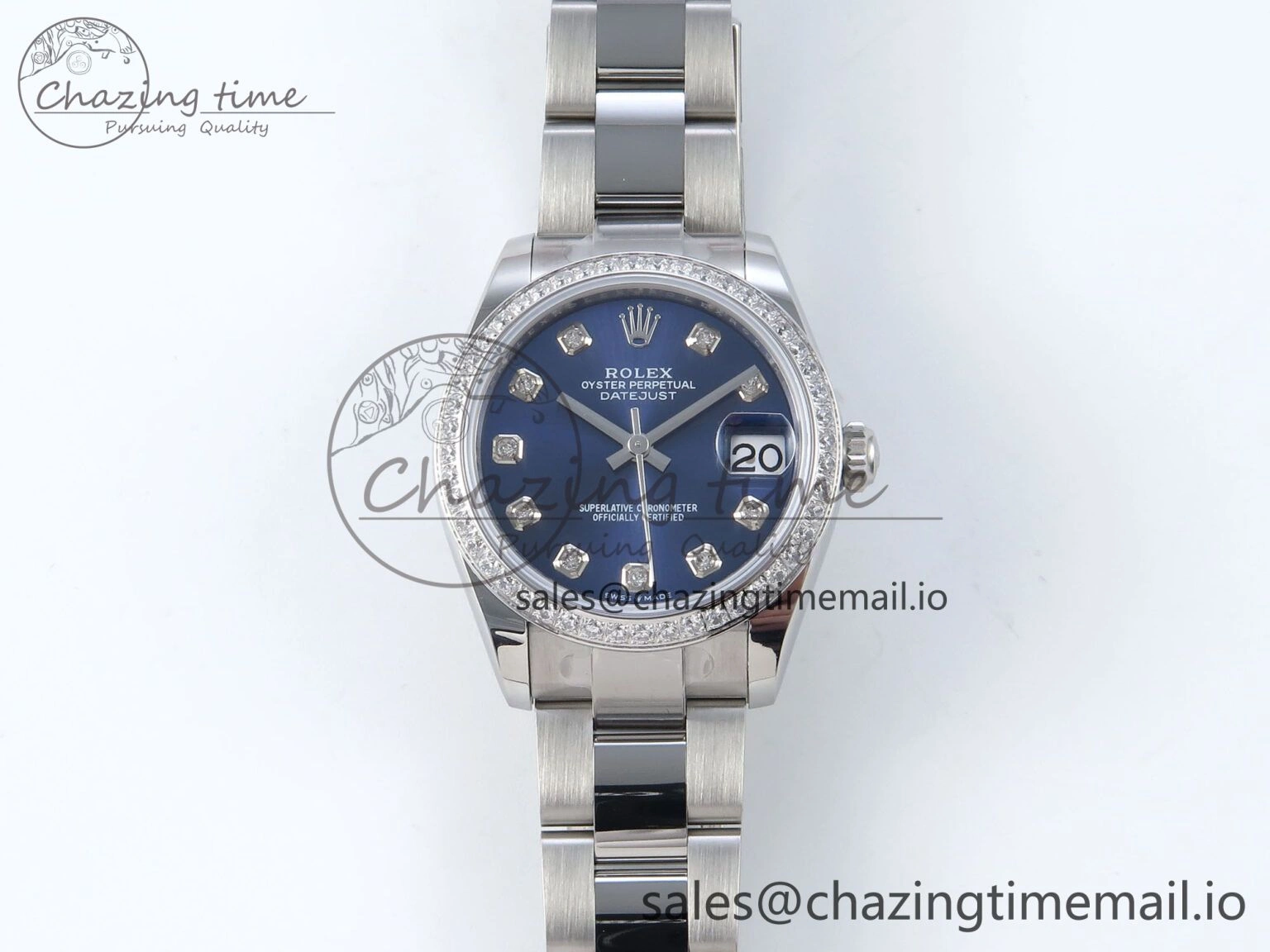DateJust 31 278384RBR ARF 1:1 Best Edition 904L Steel Blue Diamonds Dial Diamonds Bezel on SS Oyster Bracelet ETA Trendsetting 434