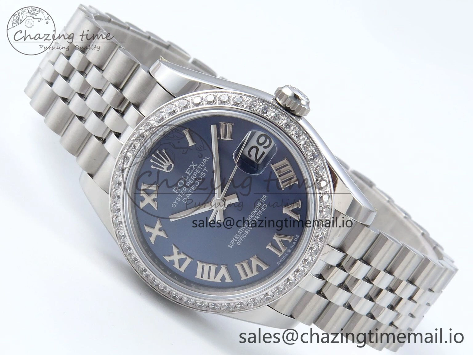 DateJust 31 278384RBR ARF 1:1 Best Edition 904L Steel Blue Roman Dial Diamonds Bezel on SS Jubilee Bracelet ETA Supportive 453