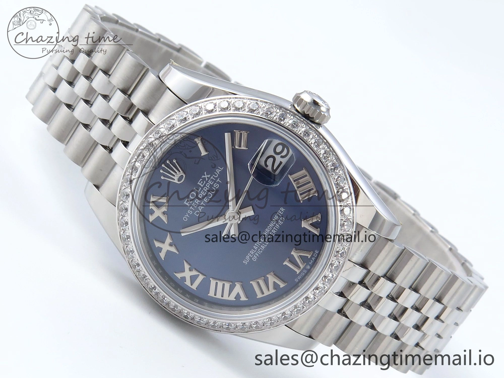 DateJust 31 278384RBR ARF 1:1 Best Edition 904L Steel Blue Roman Dial Diamonds Bezel on SS Jubilee Bracelet ETA Supportive 453