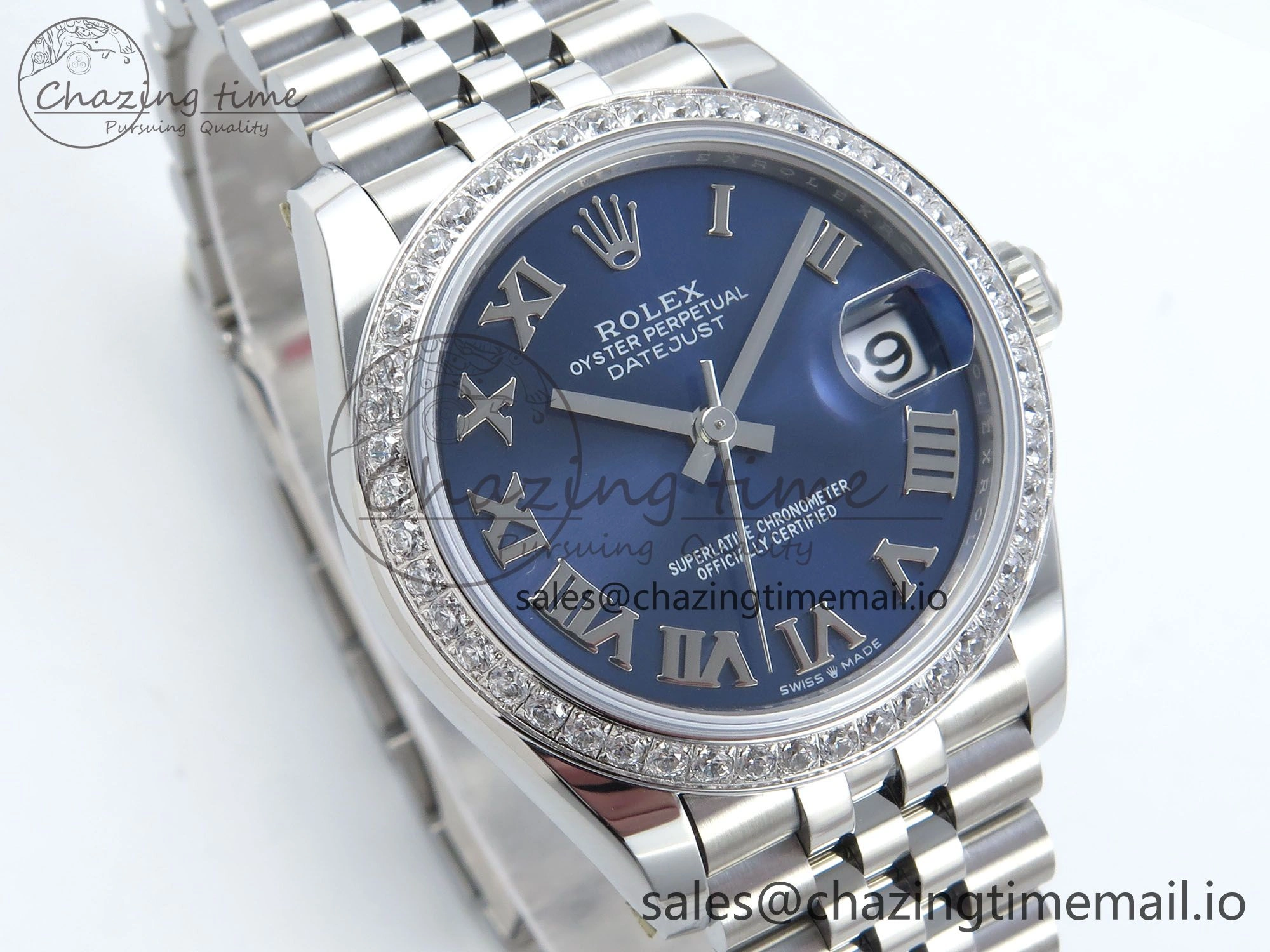 DateJust 31 278384RBR ARF 1:1 Best Edition 904L Steel Blue Roman Dial Diamonds Bezel on SS Jubilee Bracelet ETA Supportive 453