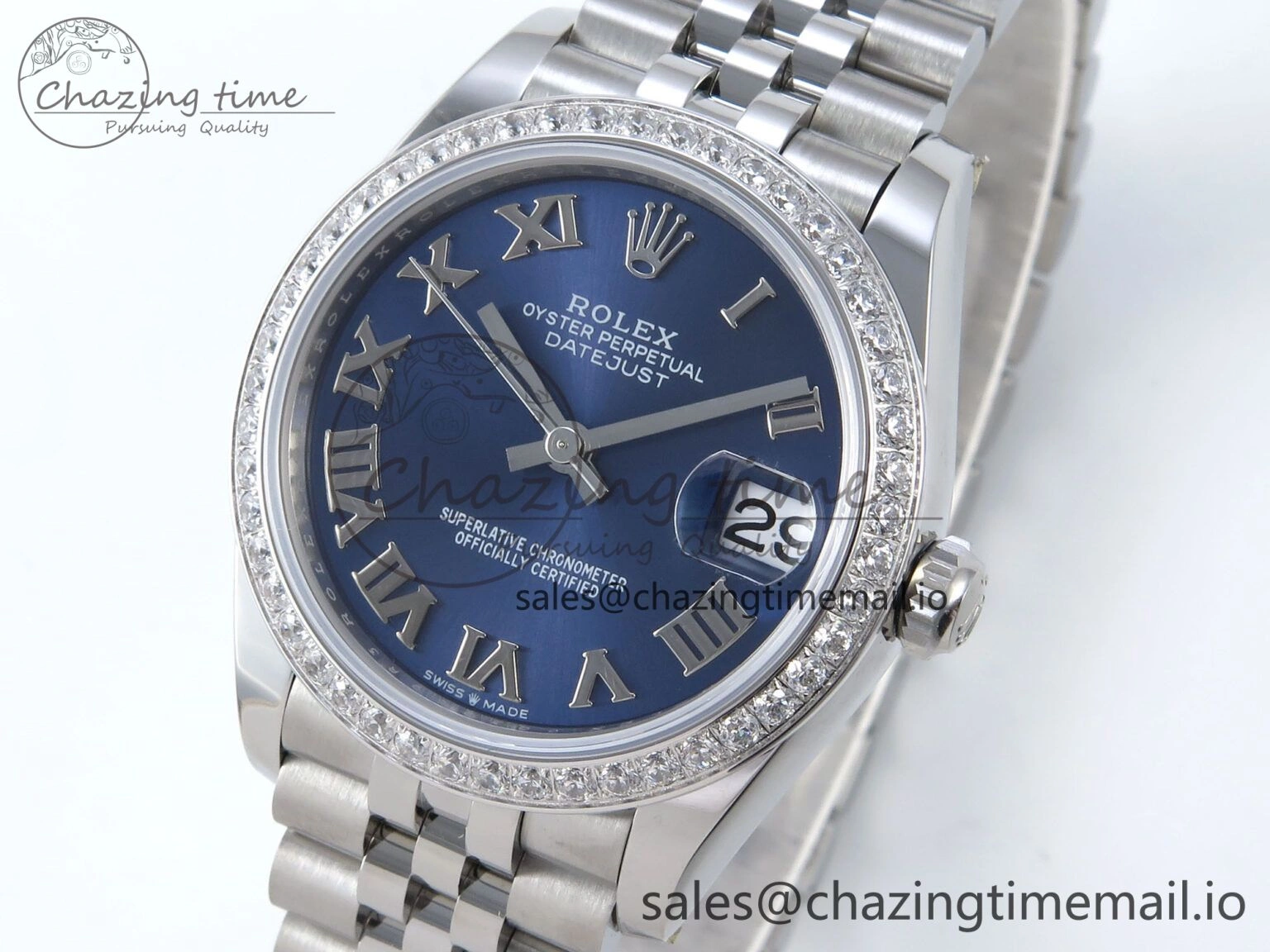 DateJust 31 278384RBR ARF 1:1 Best Edition 904L Steel Blue Roman Dial Diamonds Bezel on SS Jubilee Bracelet ETA Supportive 453