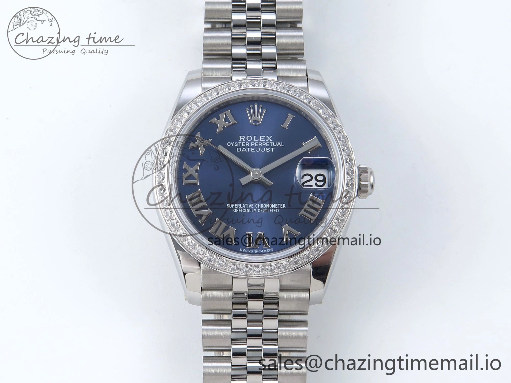 DateJust 31 278384RBR ARF 1:1 Best Edition 904L Steel Blue Roman Dial Diamonds Bezel on SS Jubilee Bracelet ETA Supportive 453