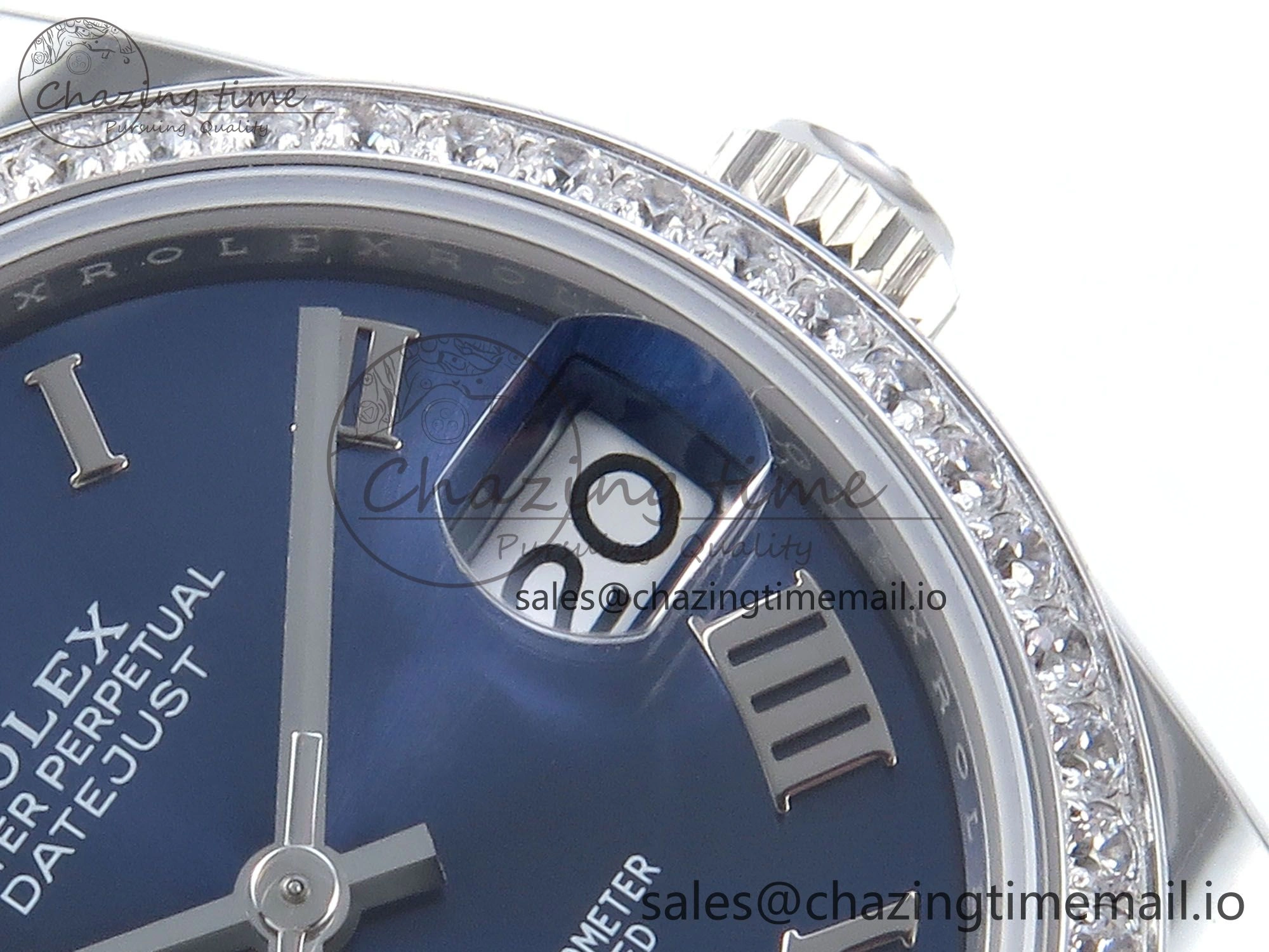 TimelessDesign DateJust 31 278384RBR ARF 1:1 Best Edition 904L Steel Blue Roman Dial Diamonds Bezel on SS Oyster Bracelet ETA 428
