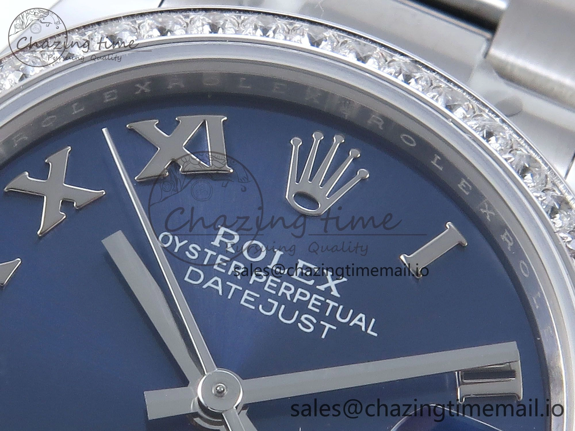 TimelessDesign DateJust 31 278384RBR ARF 1:1 Best Edition 904L Steel Blue Roman Dial Diamonds Bezel on SS Oyster Bracelet ETA 428
