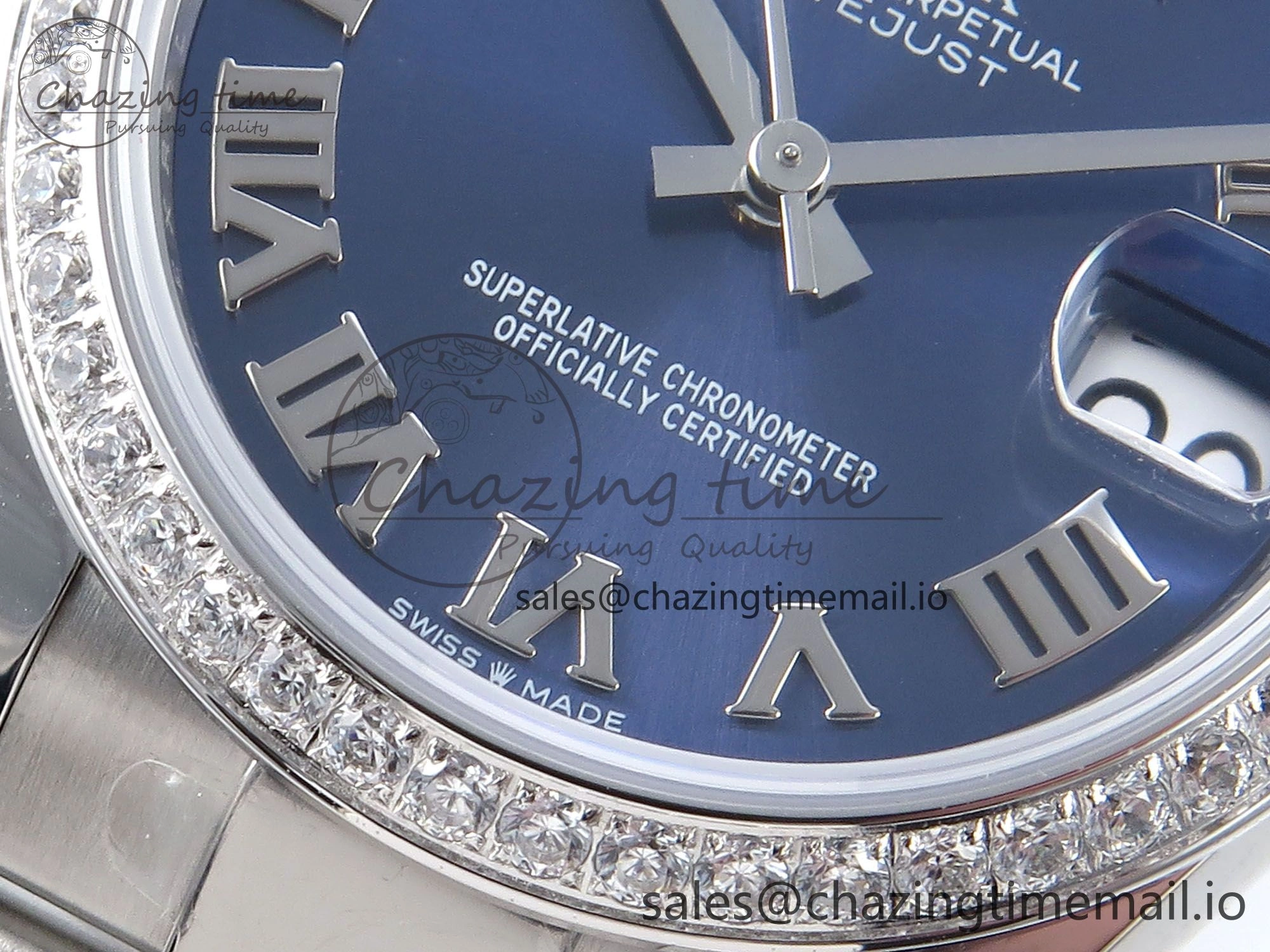 TimelessDesign DateJust 31 278384RBR ARF 1:1 Best Edition 904L Steel Blue Roman Dial Diamonds Bezel on SS Oyster Bracelet ETA 428