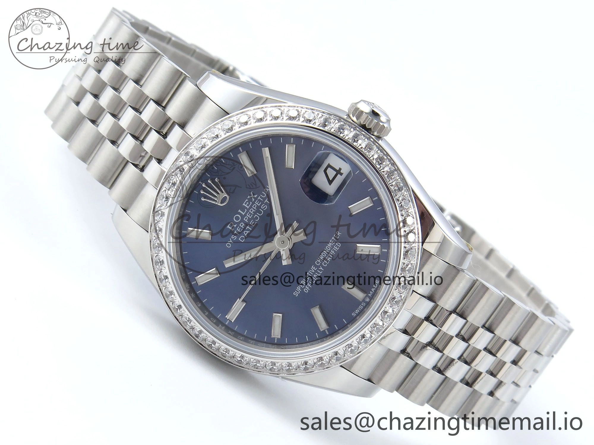 DateJust 31 278384RBR ARF 1:1 Best Edition 904L Steel Blue Stick Dial Diamonds Bezel on SS Jubilee Bracelet ETA Lightweight 461