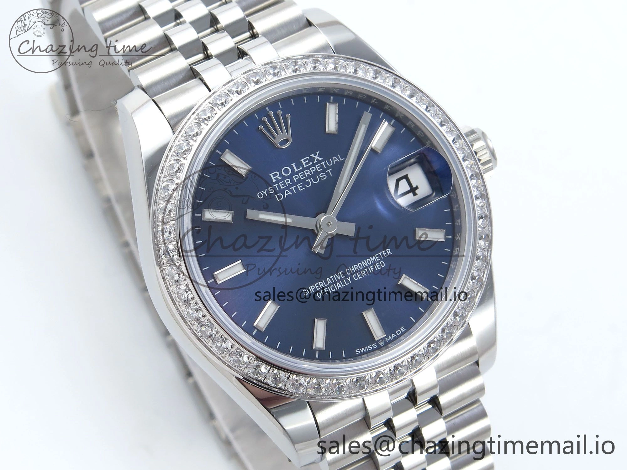 DateJust 31 278384RBR ARF 1:1 Best Edition 904L Steel Blue Stick Dial Diamonds Bezel on SS Jubilee Bracelet ETA Lightweight 461