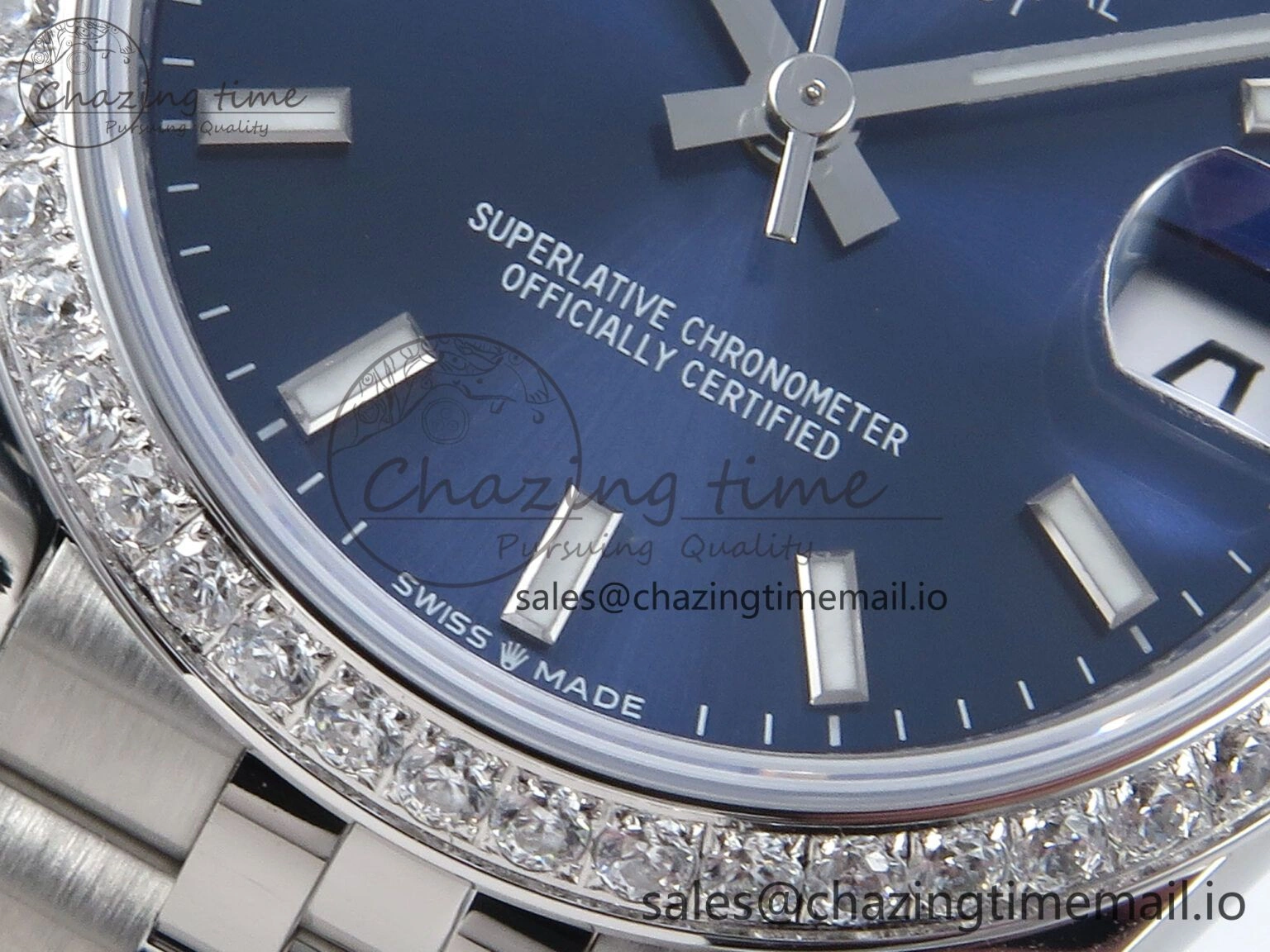 DateJust 31 278384RBR ARF 1:1 Best Edition 904L Steel Blue Stick Dial Diamonds Bezel on SS Jubilee Bracelet ETA Lightweight 461