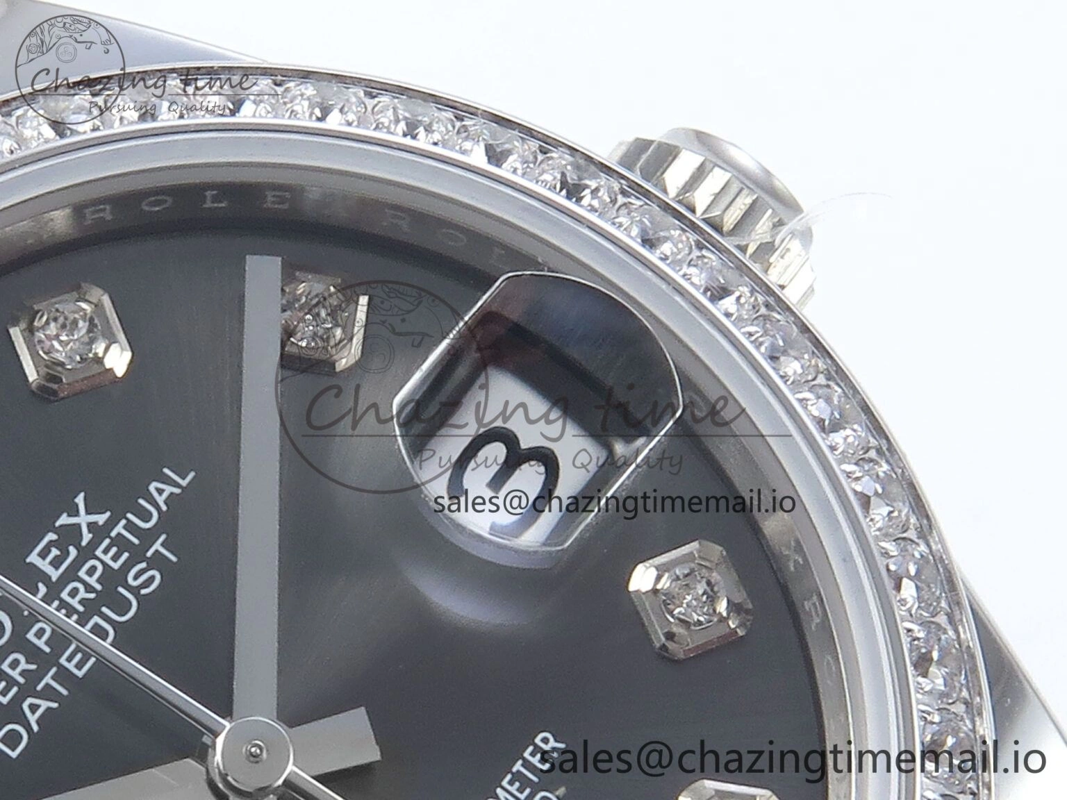 TechFriendly DateJust 31 278384RBR ARF 1:1 Best Edition 904L Steel Gray Diamonds Dial Diamonds Bezel on SS Jubilee Bracelet ETA 440