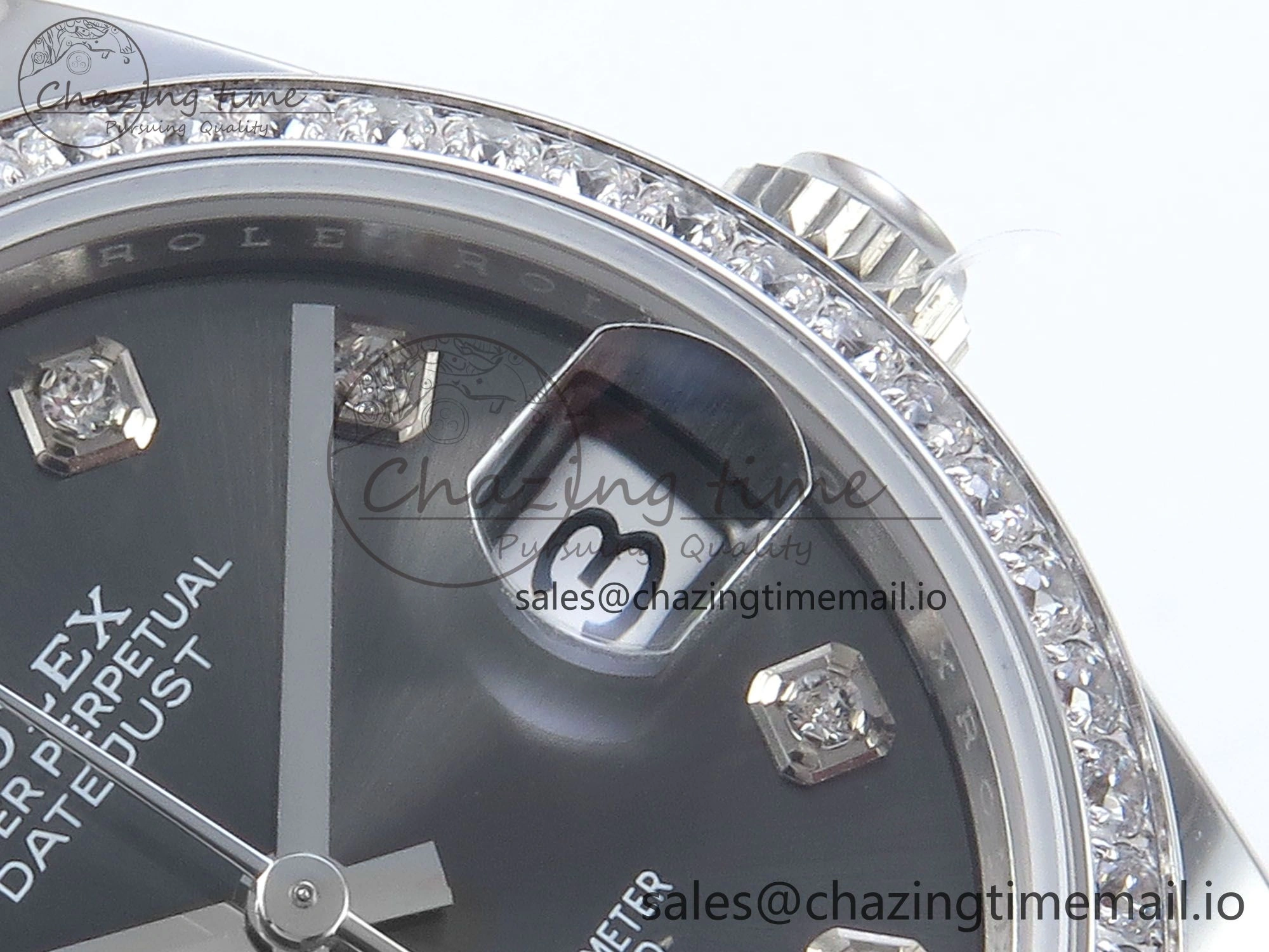 TechFriendly DateJust 31 278384RBR ARF 1:1 Best Edition 904L Steel Gray Diamonds Dial Diamonds Bezel on SS Jubilee Bracelet ETA 440