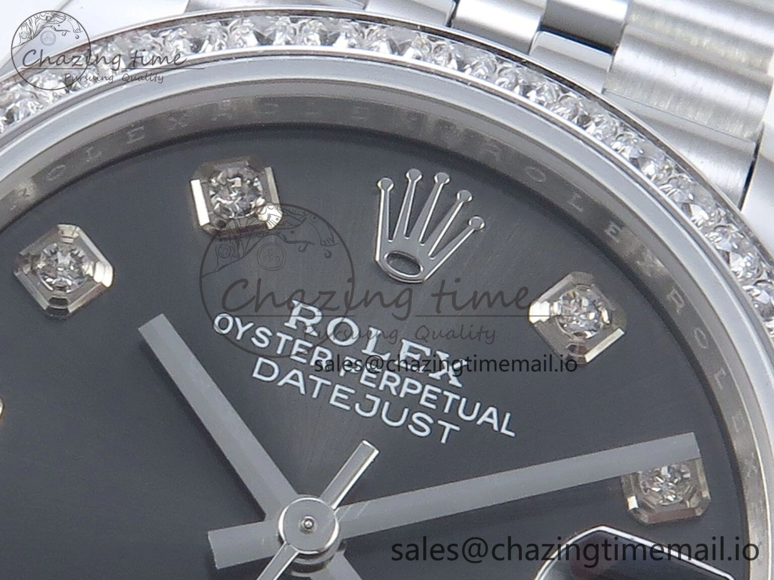 TechFriendly DateJust 31 278384RBR ARF 1:1 Best Edition 904L Steel Gray Diamonds Dial Diamonds Bezel on SS Jubilee Bracelet ETA 440