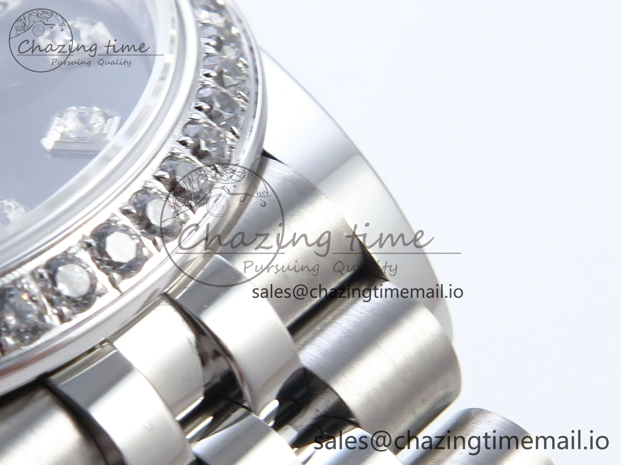 TechFriendly DateJust 31 278384RBR ARF 1:1 Best Edition 904L Steel Gray Diamonds Dial Diamonds Bezel on SS Jubilee Bracelet ETA 440