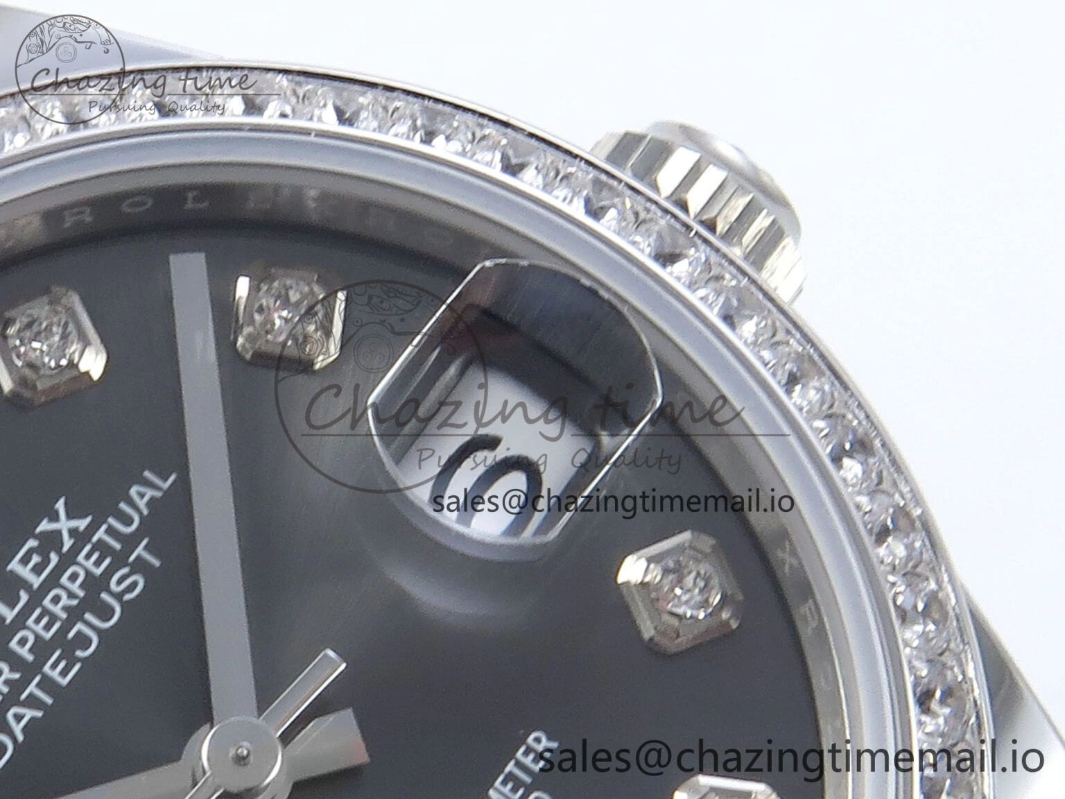Tailored DateJust 31 278384RBR ARF 1:1 Best Edition 904L Steel Gray Diamonds Dial Diamonds Bezel on SS Oyster Bracelet ETA 426